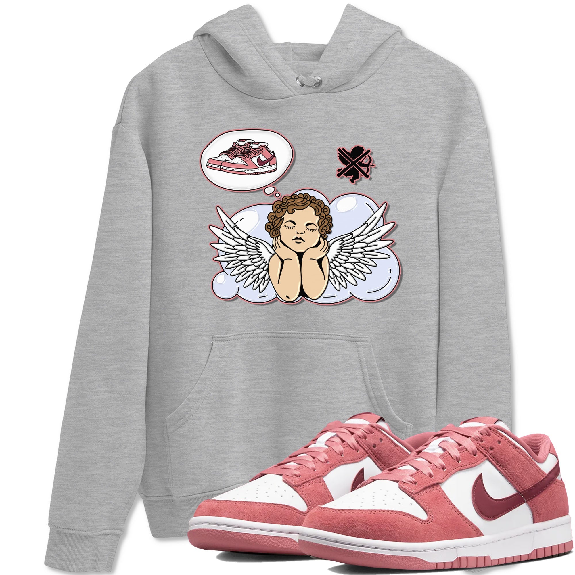Dunk Valentine's Day shirt to match jordans Cupids Day Off sneaker tees Dunks Valentine's Day Drip Gear Zone unisex cotton Heather Grey 1 crew neck shirt