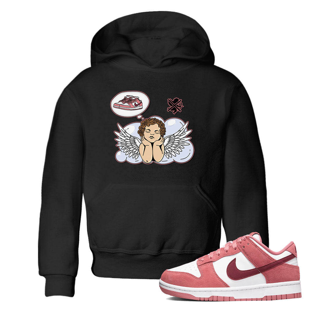 Dunk Valentine's Day shirt to match jordans Cupids Day Off sneaker tees Dunks Valentine's Day Drip Gear Zone baby toddler Black 1 cotton Shirt