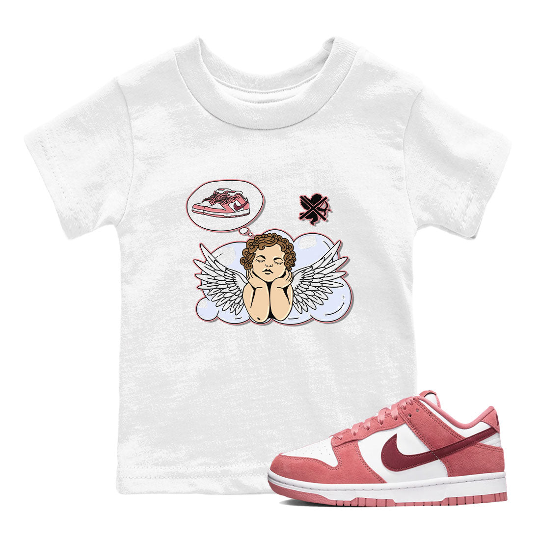Dunk Valentine's Day shirt to match jordans Cupids Day Off sneaker tees Dunks Valentine's Day Drip Gear Zone baby toddler White 1 cotton Shirt