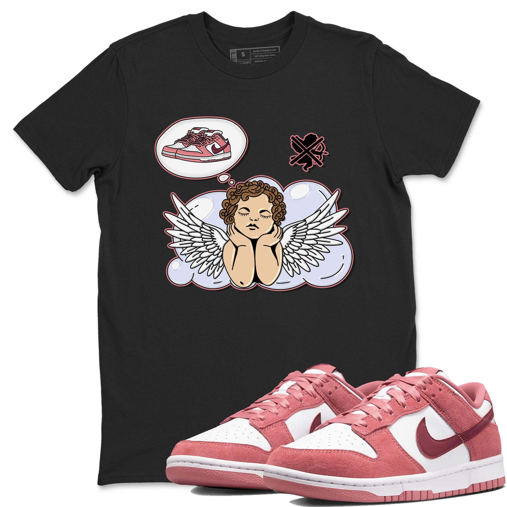 Dunk Valentine's Day shirt to match jordans Cupids Day Off sneaker tees Dunks Valentine's Day Drip Gear Zone unisex cotton Black 1 crew neck shirt