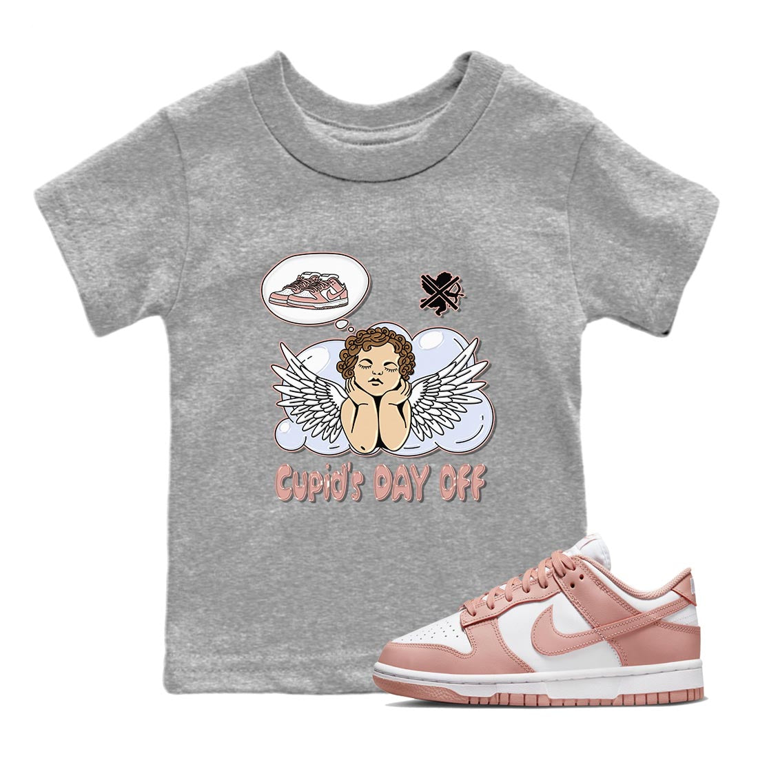Nike Dunks Low Rose Whisper shirt to match jordans Cupids Day Off Streetwear Sneaker Shirt Nike Dunk Rose Whisper Drip Gear Zone Sneaker Matching Clothing Baby Toddler Heather Grey 1 T-Shirt