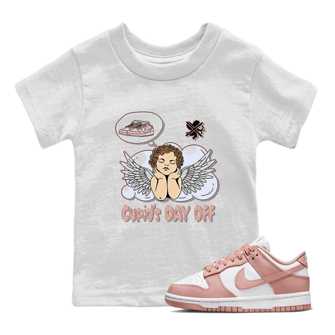 Nike Dunks Low Rose Whisper shirt to match jordans Cupids Day Off Streetwear Sneaker Shirt Nike Dunk Rose Whisper Drip Gear Zone Sneaker Matching Clothing Baby Toddler White 1 T-Shirt