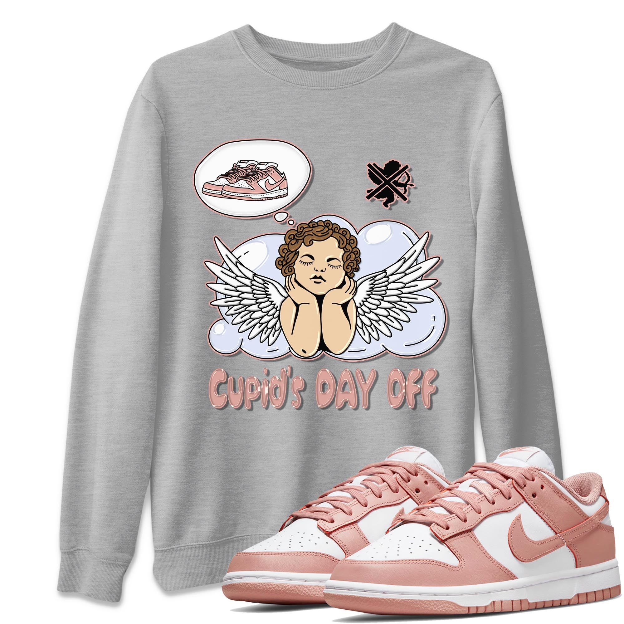 Nike Dunks Low Rose Whisper shirt to match jordans Cupids Day Off Streetwear Sneaker Shirt Nike Dunk Rose Whisper Drip Gear Zone Sneaker Matching Clothing Unisex Heather Grey 1 T-Shirt