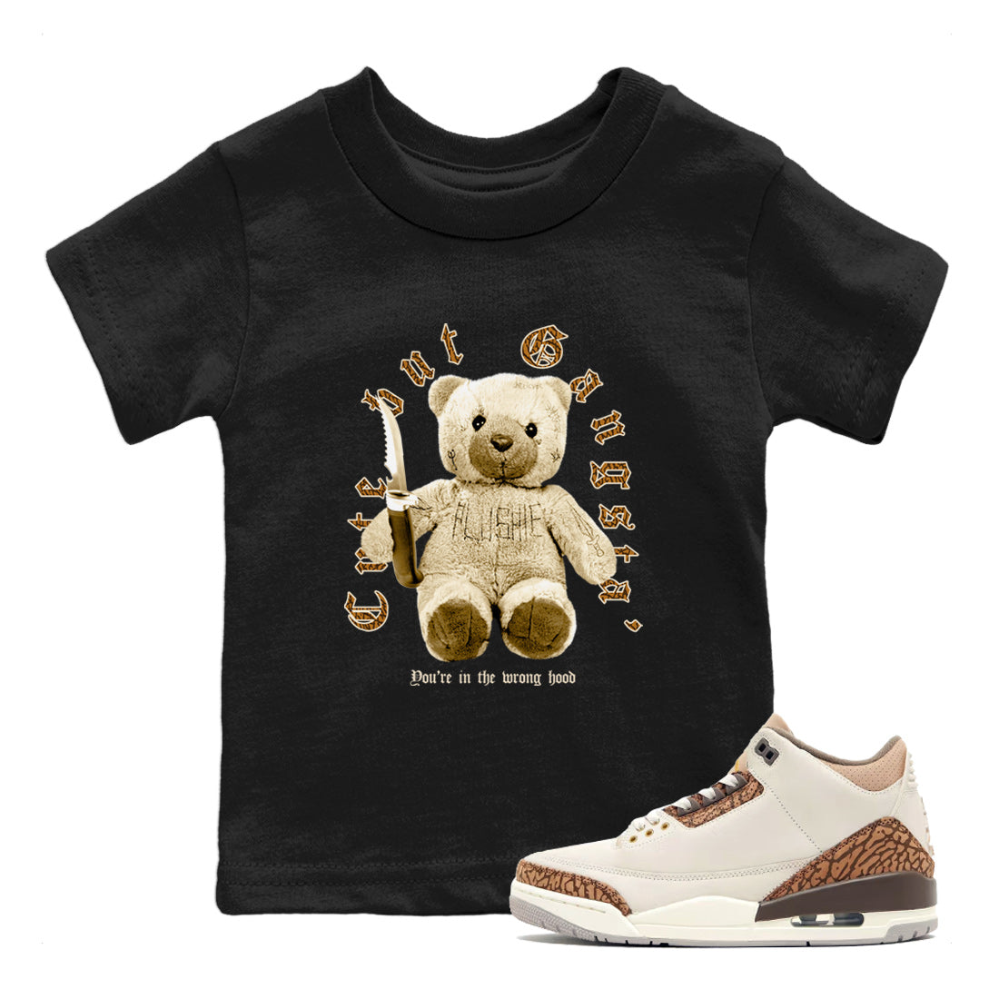 Jordan 3 Retro Palomino Sneaker Matching T-Shirt Cute Gangsta Streetwear Sneaker Shirt Air Jordan 3 Palomino Sneaker Release Tees Kids Shirts Black 1