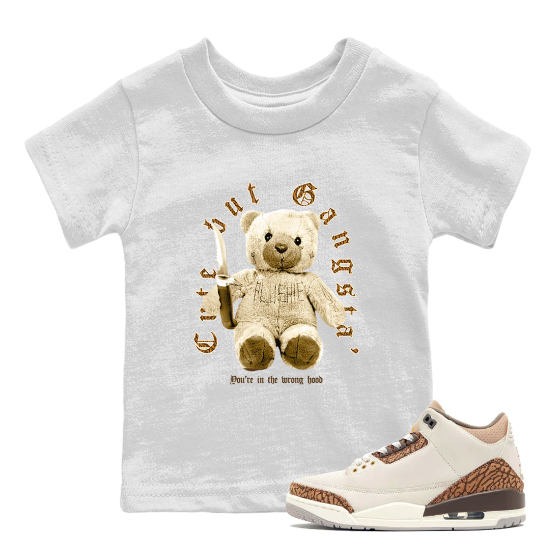 Jordan 3 Retro Palomino Sneaker Matching T-Shirt Cute Gangsta Streetwear Sneaker Shirt Air Jordan 3 Palomino Sneaker Release Tees Kids Shirts White 1