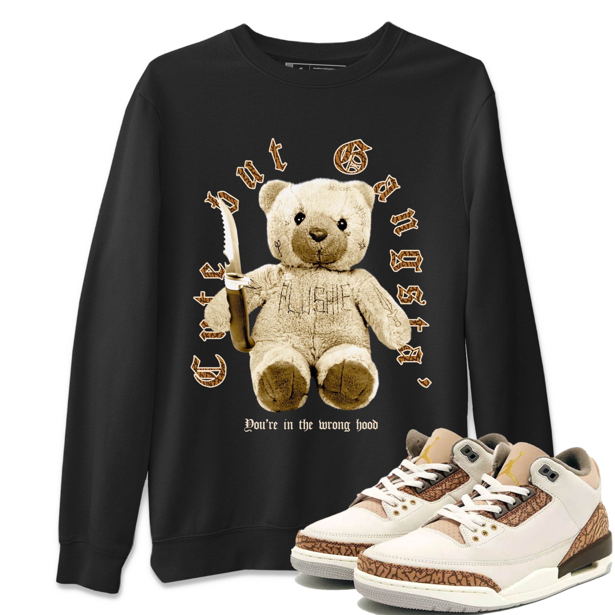 Jordan 3 Retro Palomino Sneaker Matching T-Shirt Cute Gangsta Streetwear Sneaker Shirt Air Jordan 3 Palomino Sneaker Release Tees Unisex Shirts Black 1