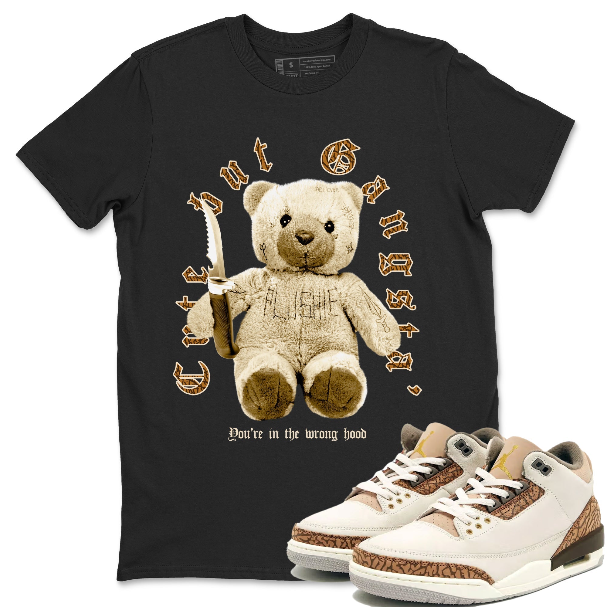 Jordan 3 Retro Palomino Sneaker Matching T-Shirt Cute Gangsta Streetwear Sneaker Shirt Air Jordan 3 Palomino Sneaker Release Tees Unisex Shirts Black 1