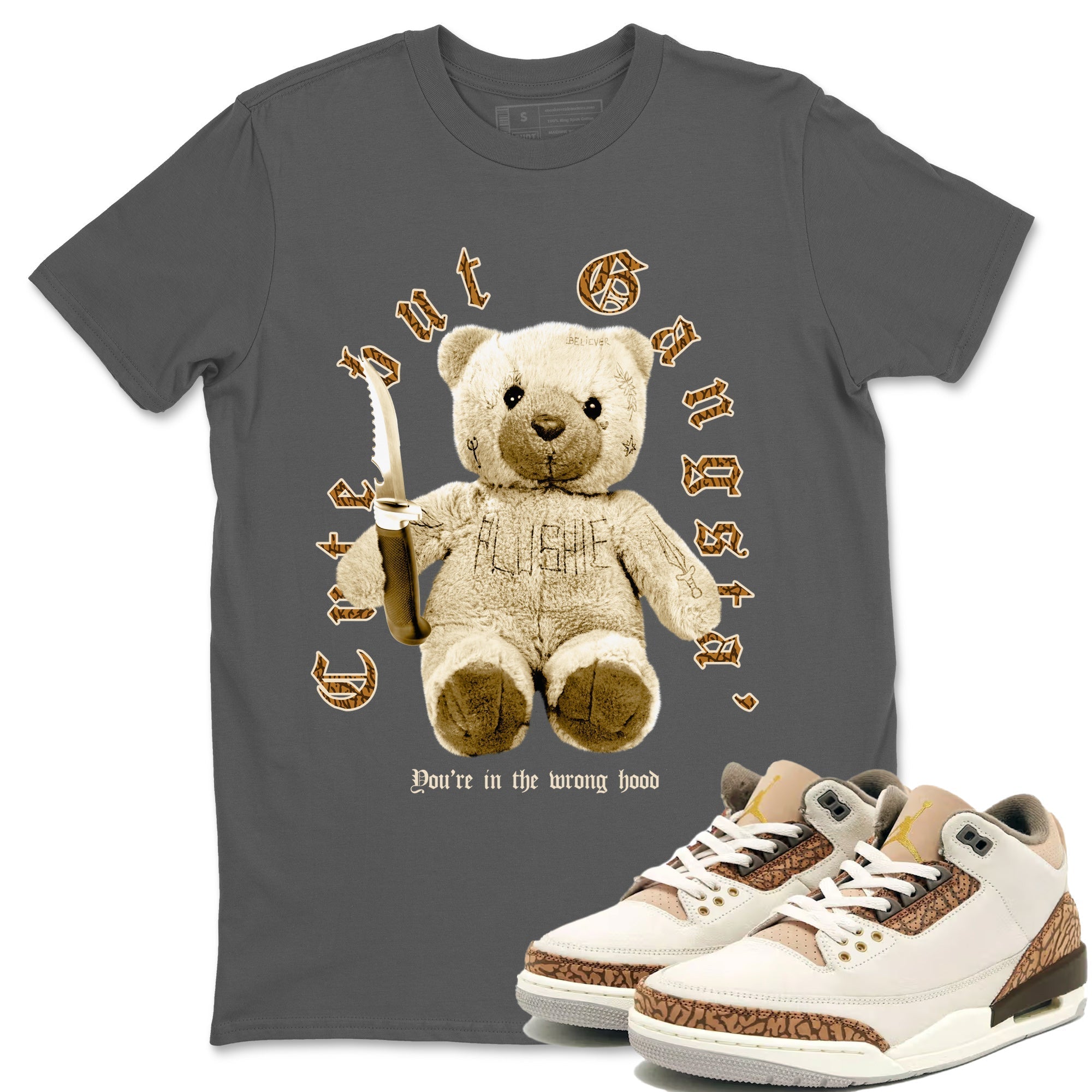 Jordan 3 Retro Palomino Sneaker Matching T-Shirt Cute Gangsta Streetwear Sneaker Shirt Air Jordan 3 Palomino Sneaker Release Tees Unisex Shirts Cool Grey 1