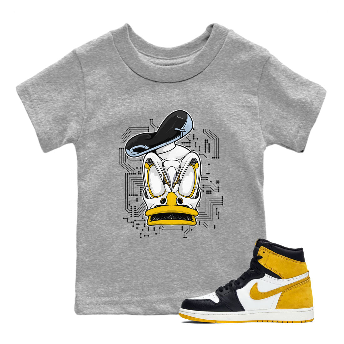 AJ6 Yellow Ochre shirt to match jordans Cyber Duck sneaker tees Air Jordan 6 Yellow Ochre Drip Gear Zone baby toddler Heather Grey 1 cotton Shirt