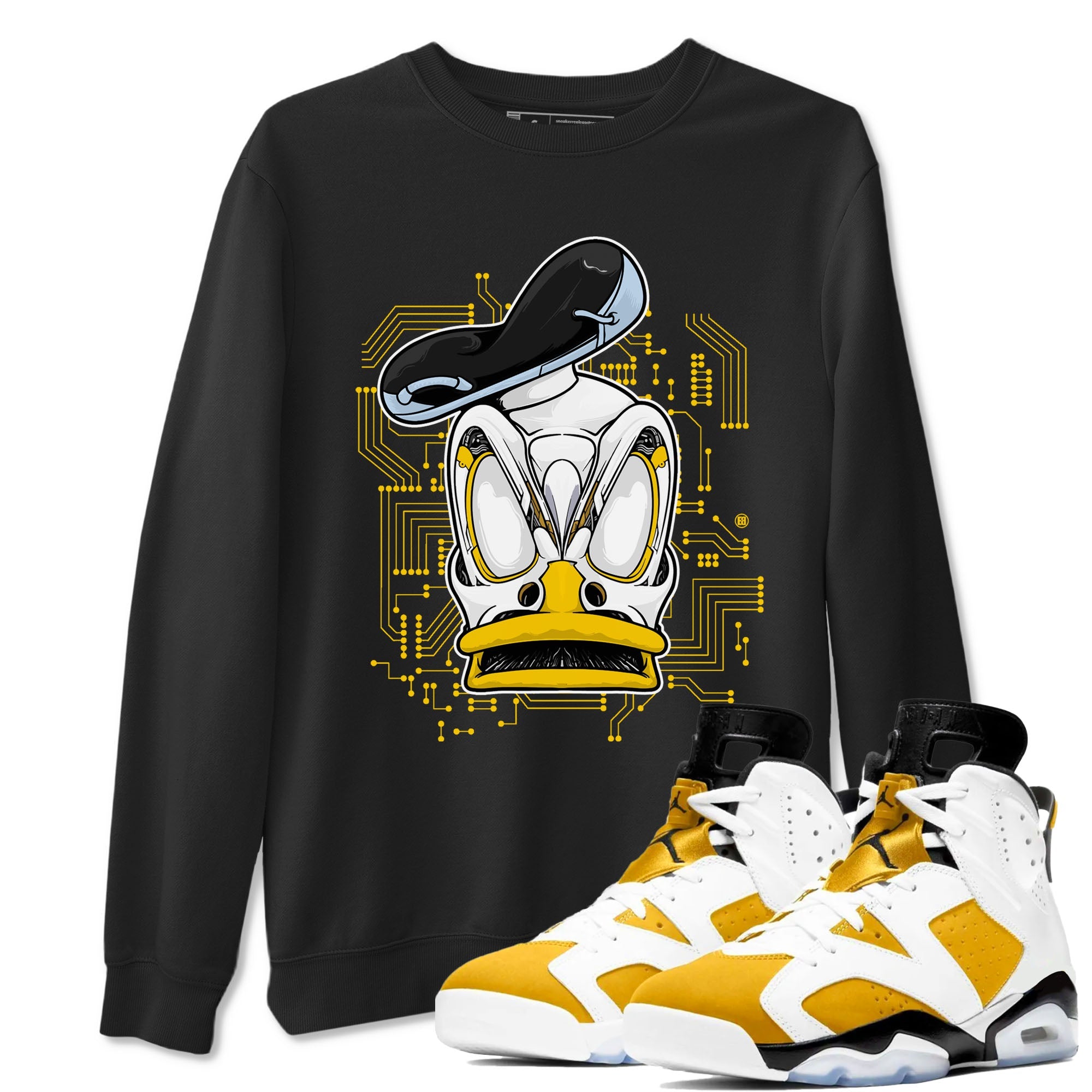 AJ6 Yellow Ochre shirt to match jordans Cyber Duck sneaker tees Air Jordan 6 Yellow Ochre Drip Gear Zone unisex cotton Black 1 crew neck shirt