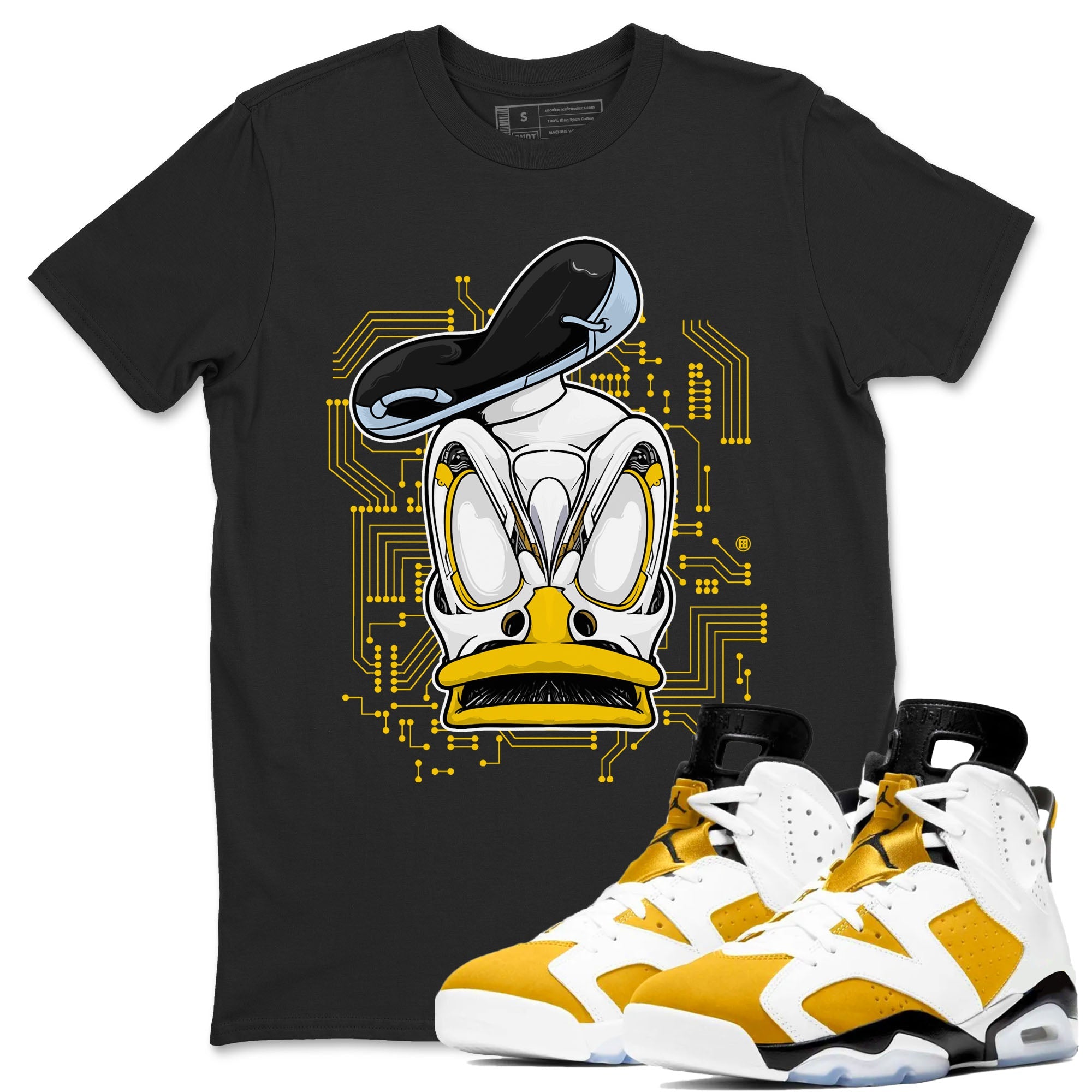 AJ6 Yellow Ochre shirt to match jordans Cyber Duck sneaker tees Air Jordan 6 Yellow Ochre Drip Gear Zone unisex cotton Black 1 crew neck shirt