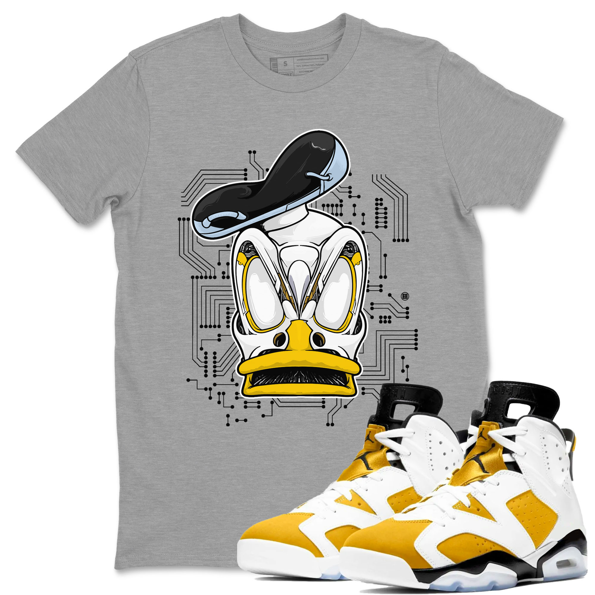 AJ6 Yellow Ochre shirt to match jordans Cyber Duck sneaker tees Air Jordan 6 Yellow Ochre Drip Gear Zone unisex cotton Heather Grey 1 crew neck shirt