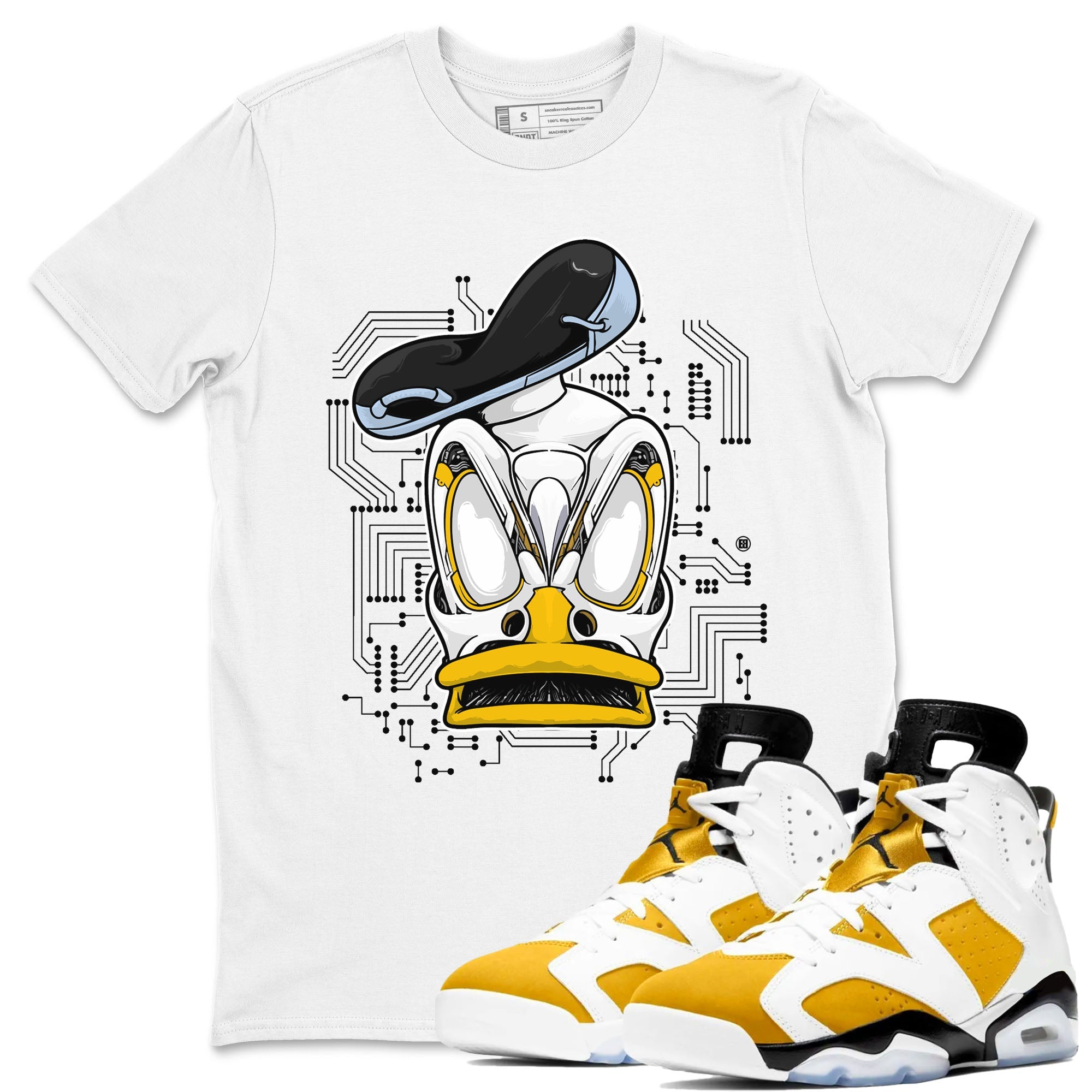 AJ6 Yellow Ochre shirt to match jordans Cyber Duck sneaker tees Air Jordan 6 Yellow Ochre Drip Gear Zone unisex cotton White 1 crew neck shirt