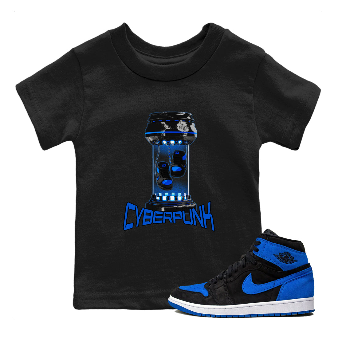 1sRoyal Reimagined shirt to match jordans Cyberpunk sneaker tees 1sRoyal Reimagined Drip Gear Zone Kids Baby Toddler sneaker shirts Black 1 T-Shirt
