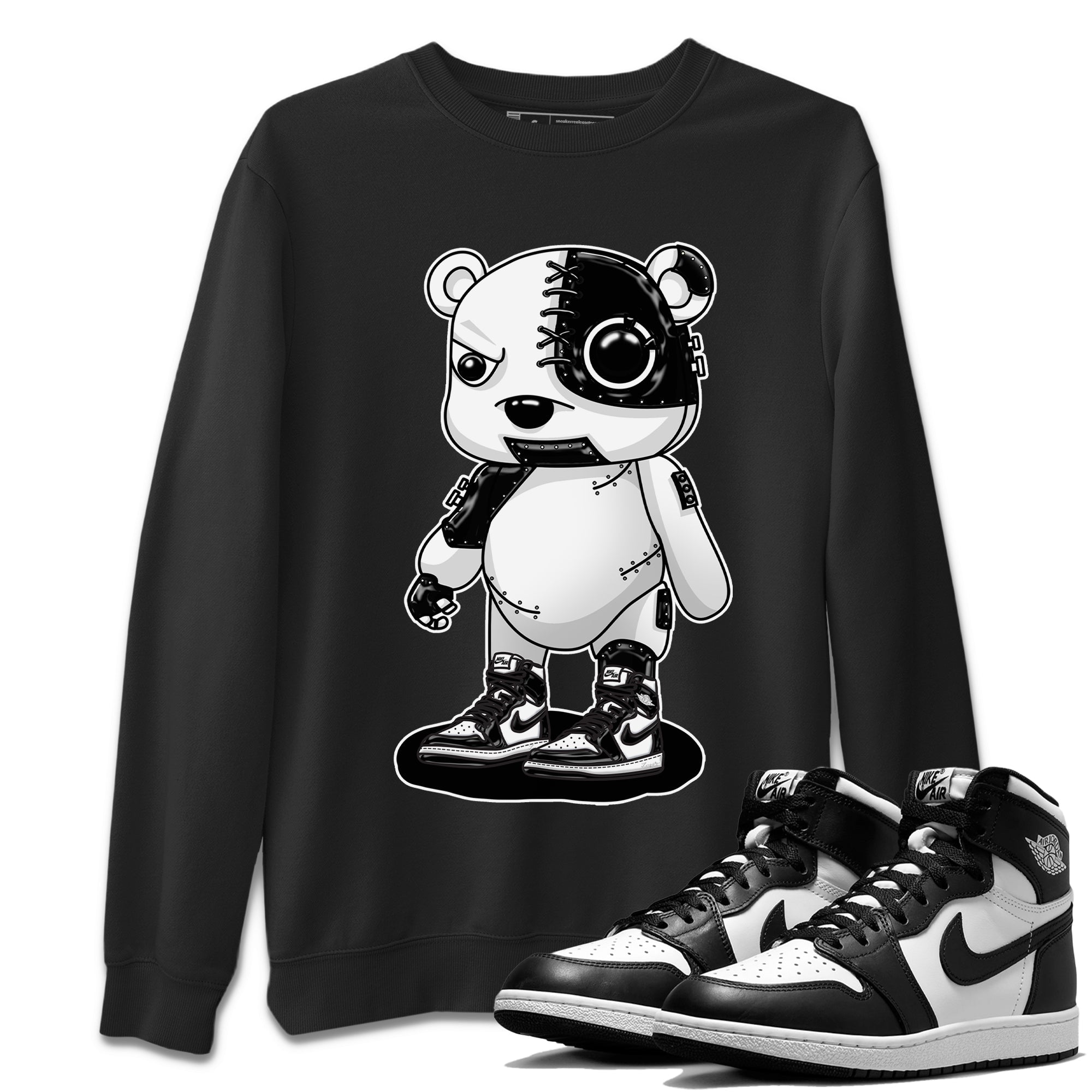Air Jordan 1 Black White Shirt To Match Jordans Cyborg Bear Sneaker Tees Air Jordan 1 Black White Drip Gear Zone Sneaker Matching Clothing Unisex Shirts