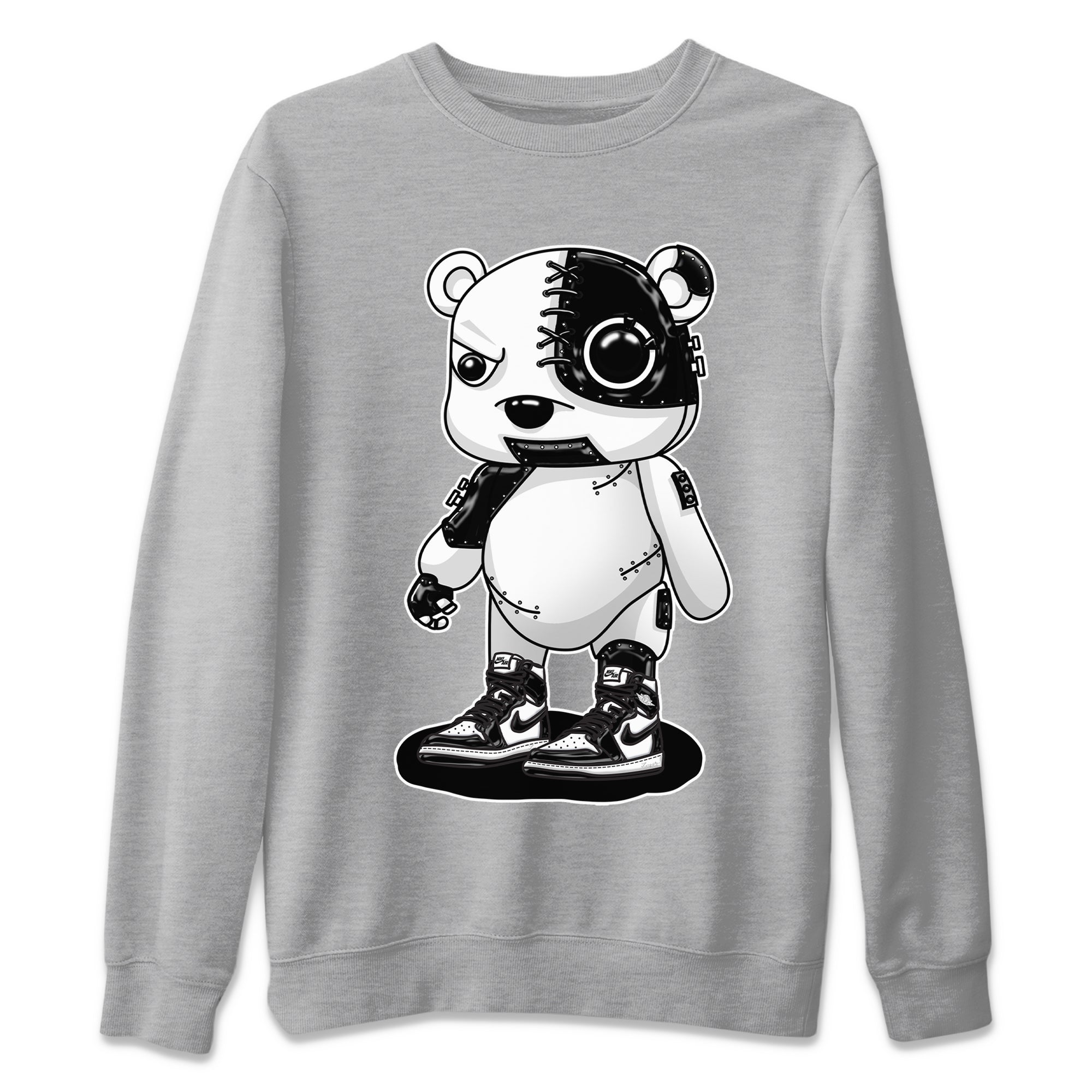 Air Jordan 1 Black White Shirt To Match Jordans Cyborg Bear Sneaker Tees Air Jordan 1 Black White Drip Gear Zone Sneaker Matching Clothing Unisex Shirts