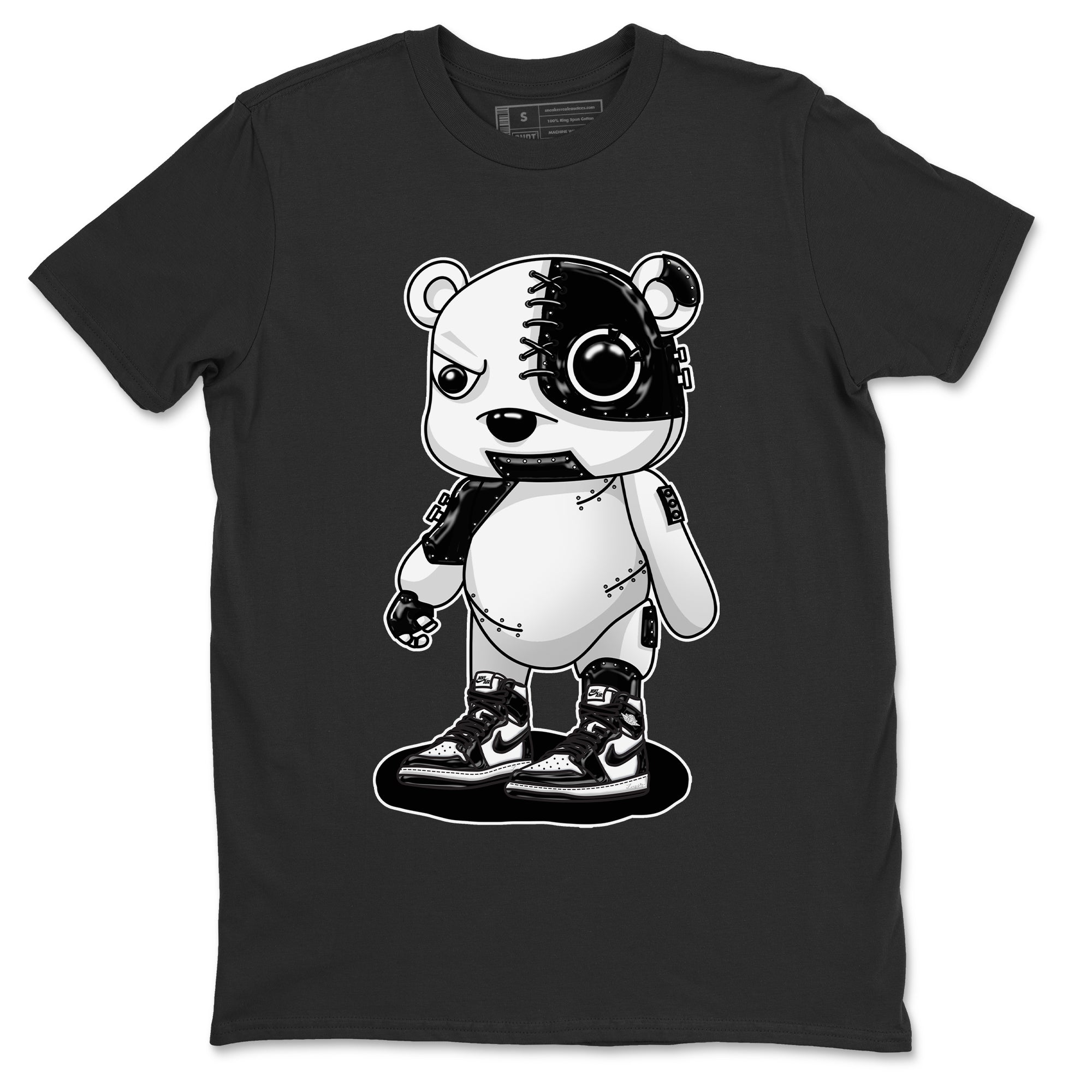Air Jordan 1 Black White Shirt To Match Jordans Cyborg Bear Sneaker Tees Air Jordan 1 Black White Drip Gear Zone Sneaker Matching Clothing Unisex Shirts