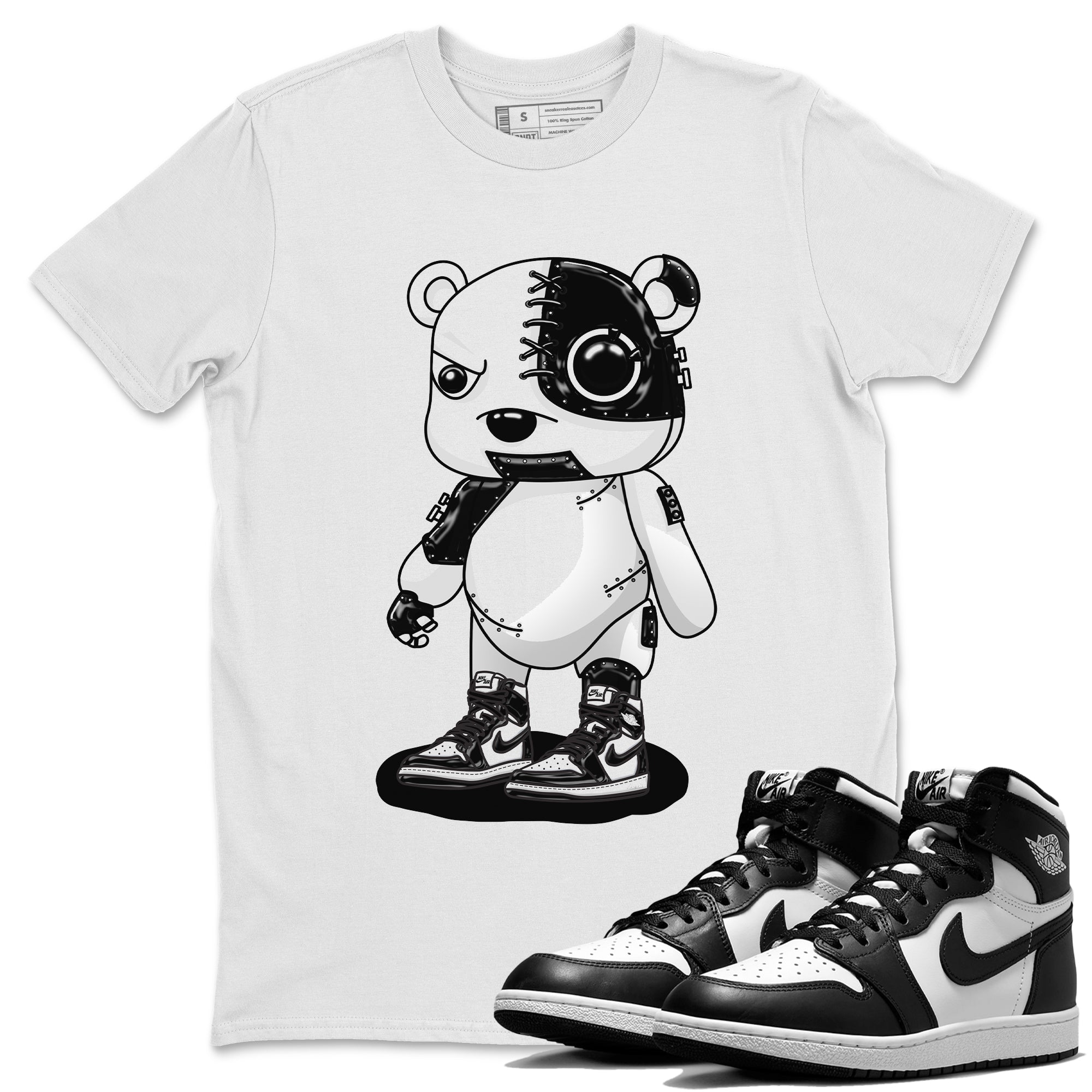 Air Jordan 1 Black White Shirt To Match Jordans Cyborg Bear Sneaker Tees Air Jordan 1 Black White Drip Gear Zone Sneaker Matching Clothing Unisex Shirts