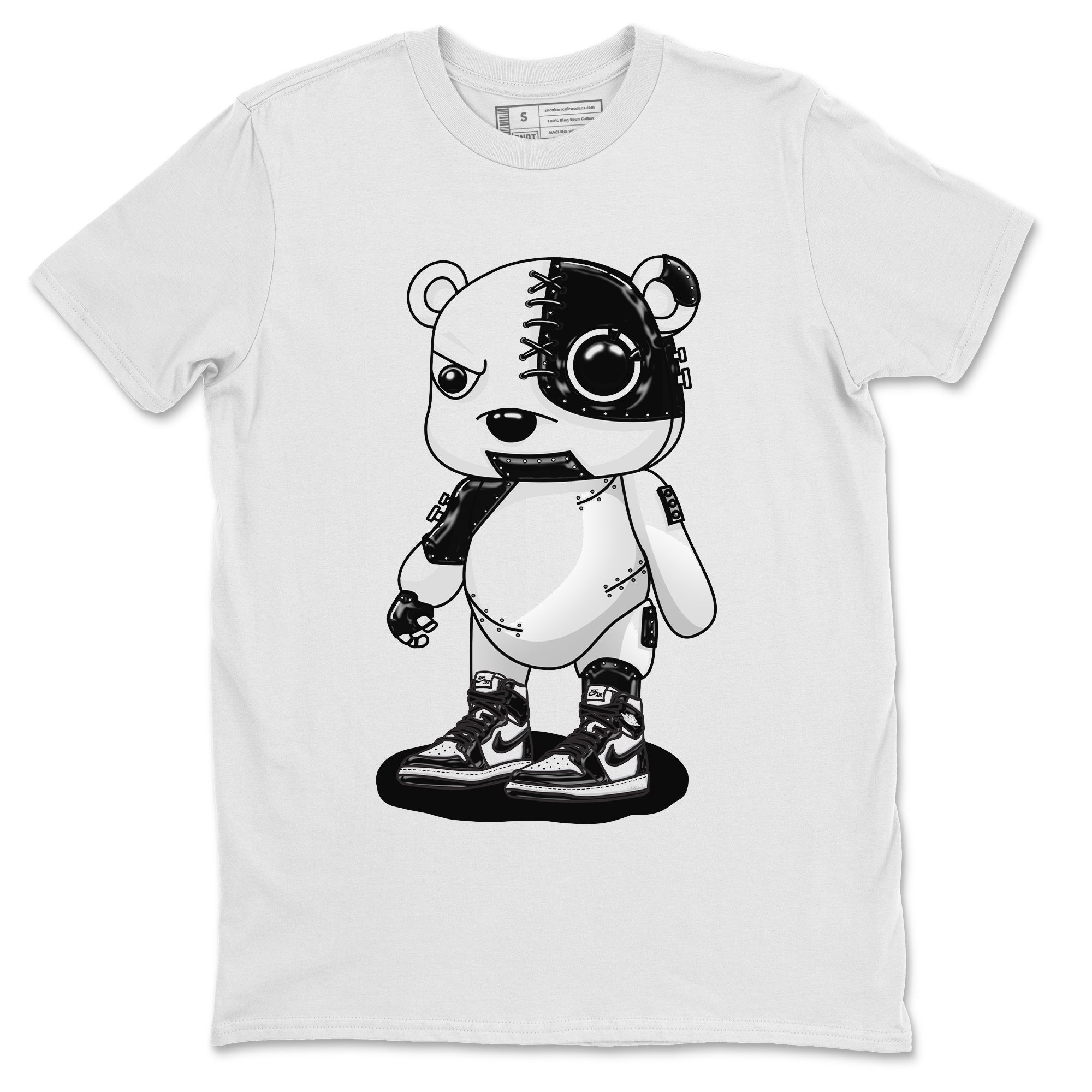 Air Jordan 1 Black White Shirt To Match Jordans Cyborg Bear Sneaker Tees Air Jordan 1 Black White Drip Gear Zone Sneaker Matching Clothing Unisex Shirts