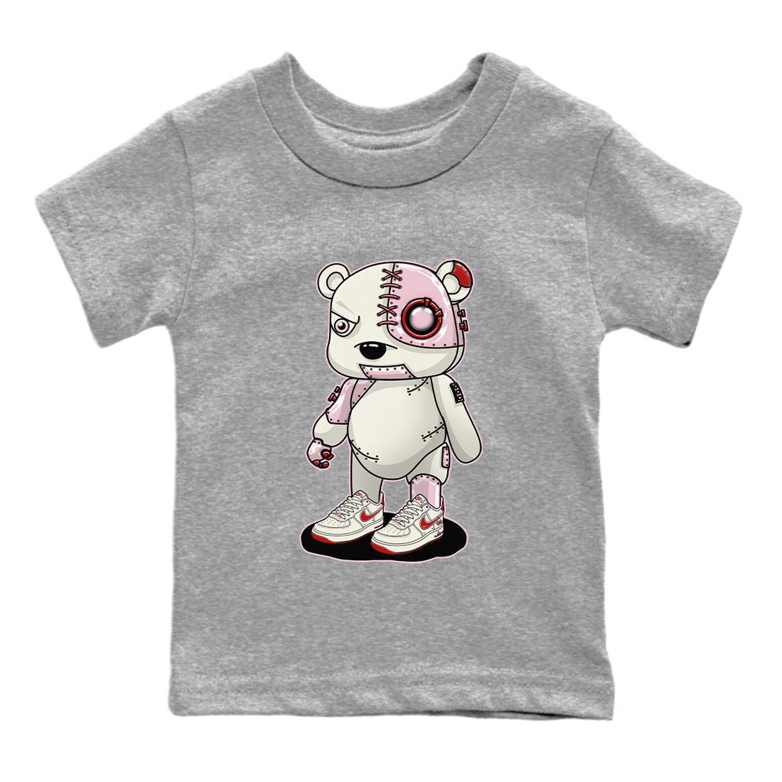Air Force 1 Valentines Day Sneaker Match Tees Cyborg Bear Sneaker Tees Air Force 1 Valentines Day Jordan to match sneaker T-Shirt Kids Shirts