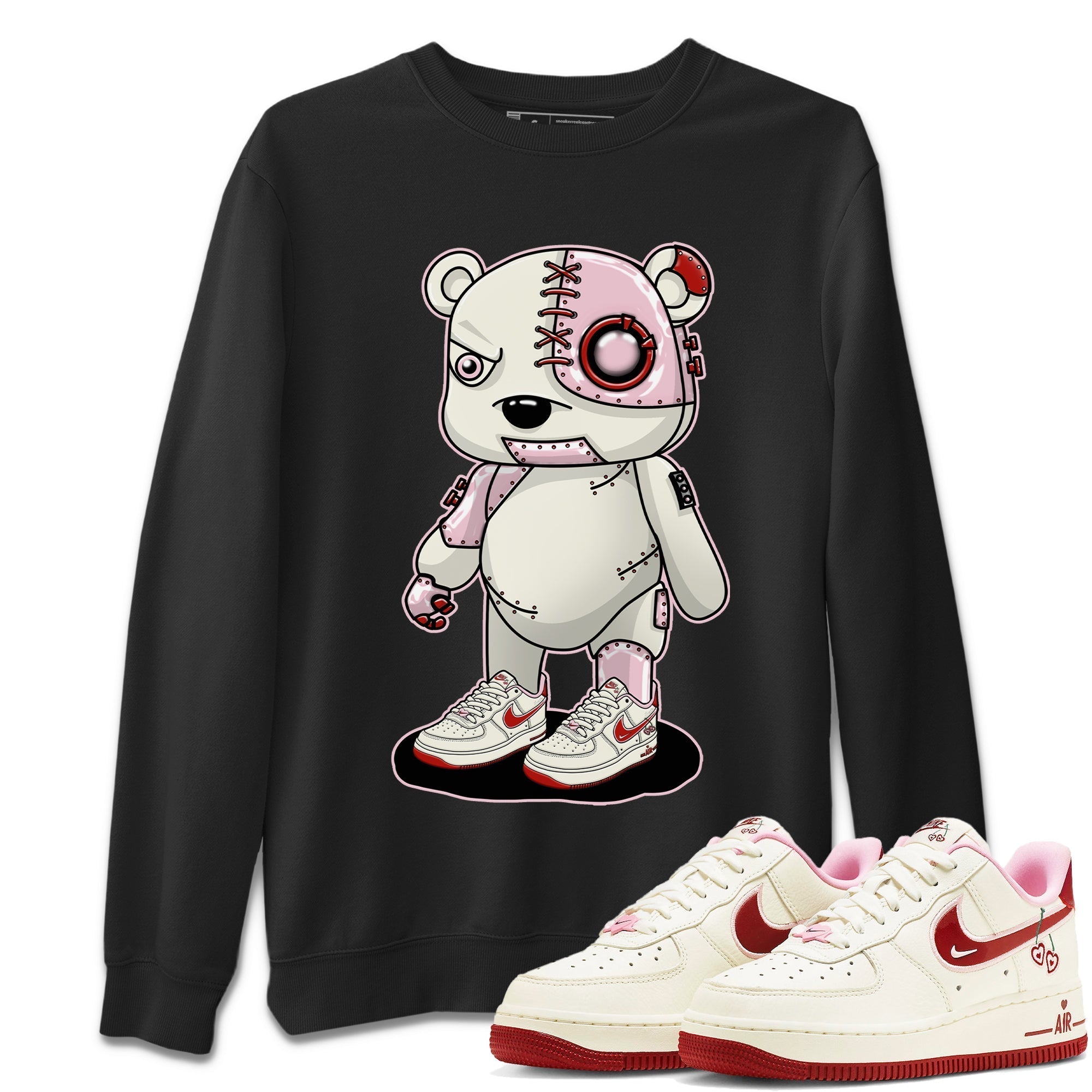 Air Force 1 Valentines Day Sneaker Match Tees Cyborg Bear Sneaker Tees Air Force 1 Valentines Day Jordan to match sneaker T-Shirt Crew Neck Shirts