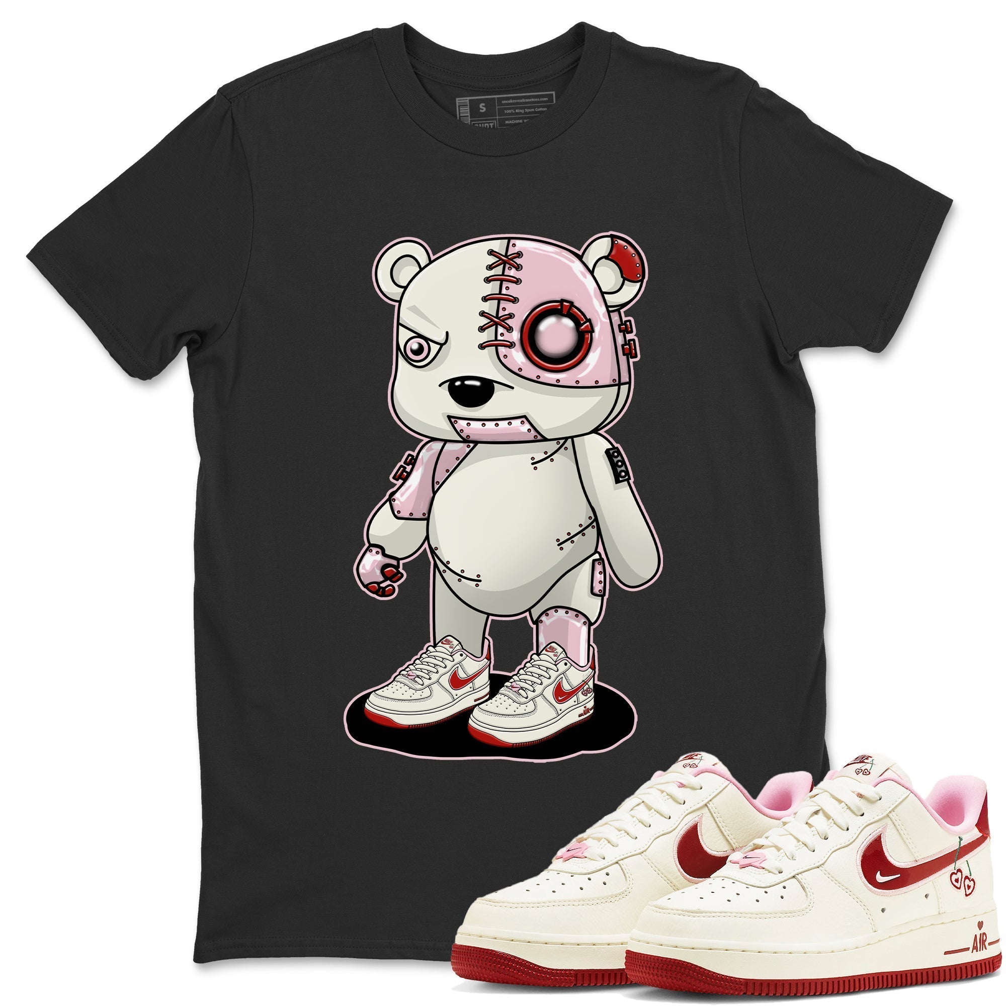 Air Force 1 Valentines Day Sneaker Match Tees Cyborg Bear Sneaker Tees Air Force 1 Valentines Day Jordan to match sneaker T-Shirt Crew Neck Shirts