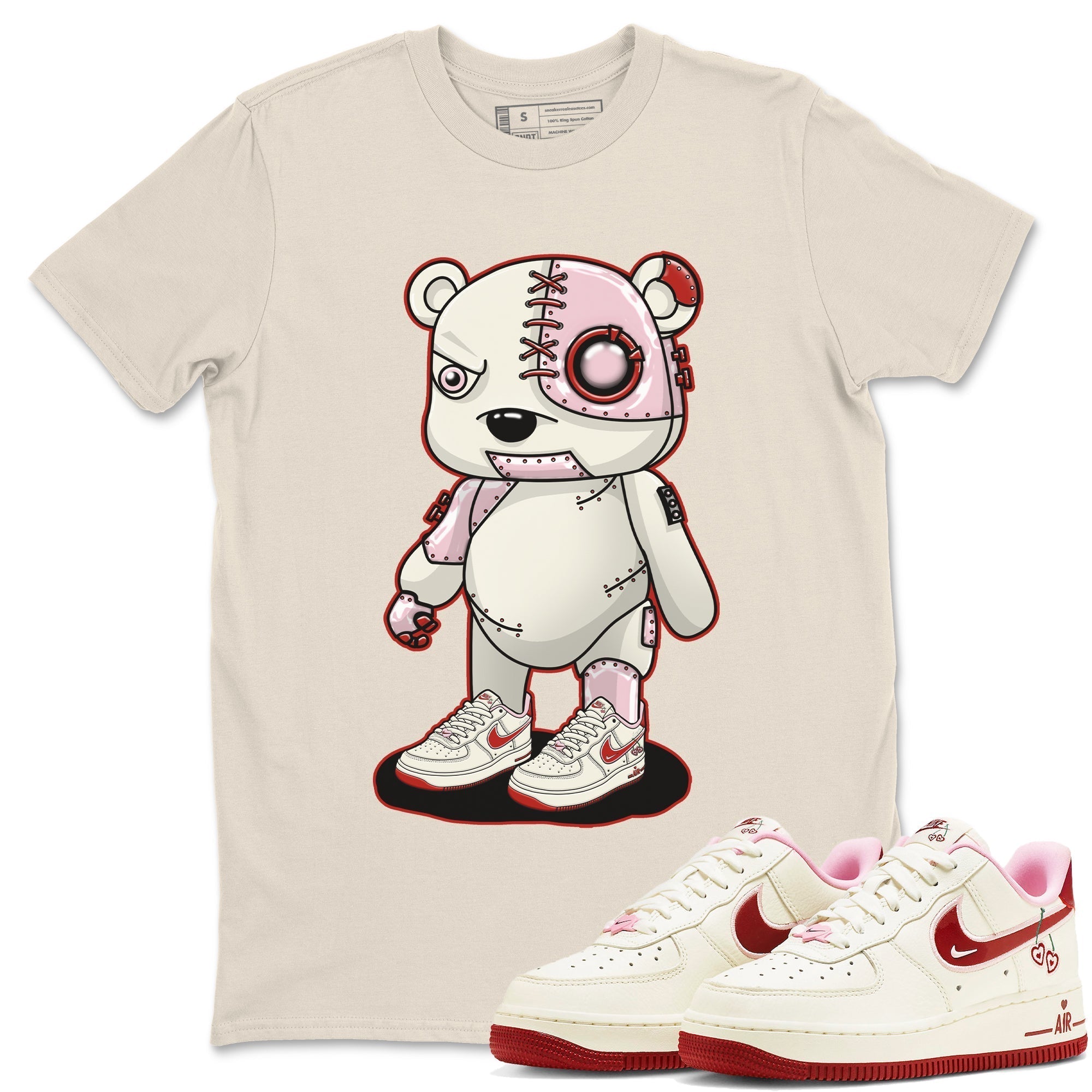 Air Force 1 Valentines Day Sneaker Match Tees Cyborg Bear Sneaker Tees Air Force 1 Valentines Day Jordan to match sneaker T-Shirt Crew Neck Shirts