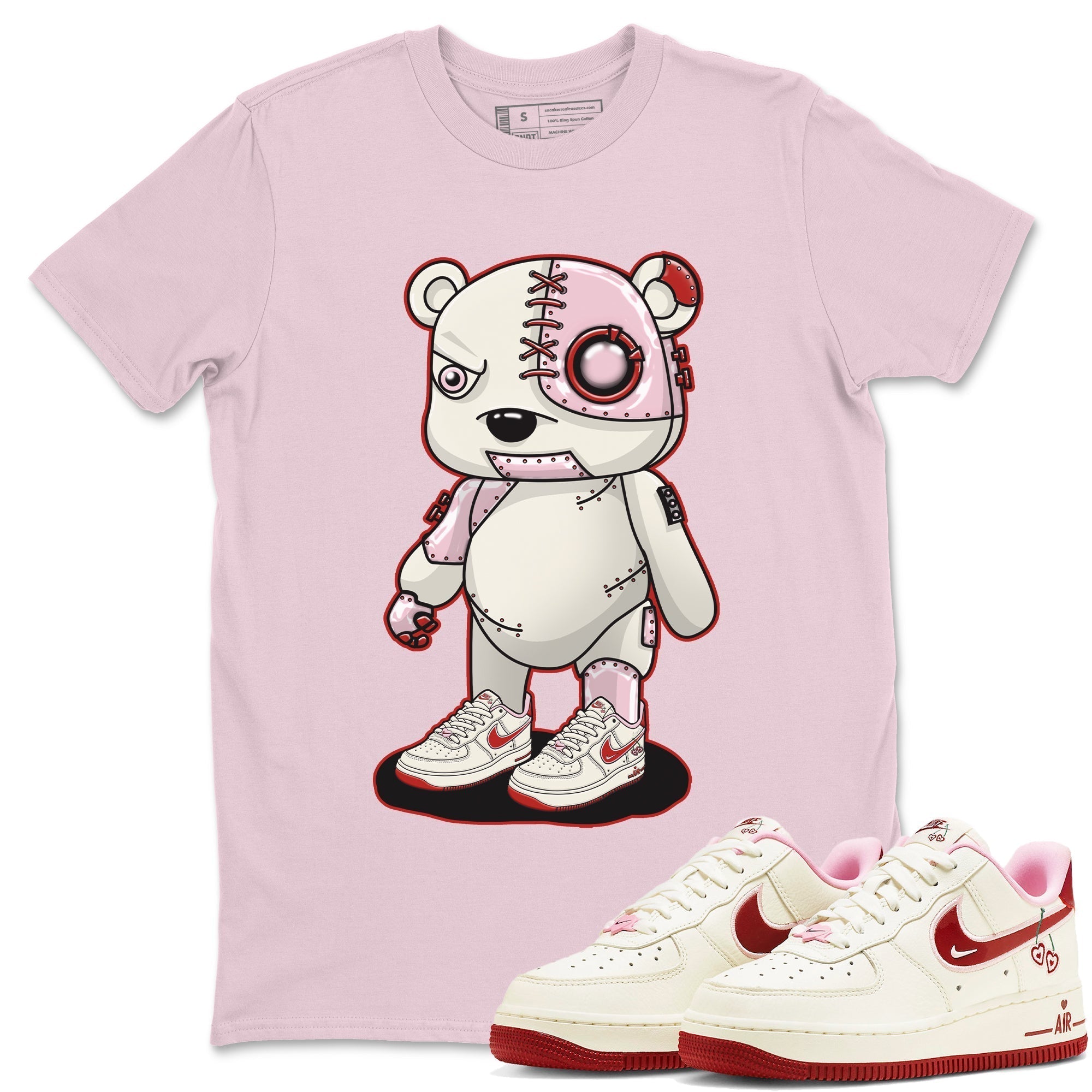 Air Force 1 Valentines Day Sneaker Match Tees Cyborg Bear Sneaker Tees Air Force 1 Valentines Day Jordan to match sneaker T-Shirt Crew Neck Shirts