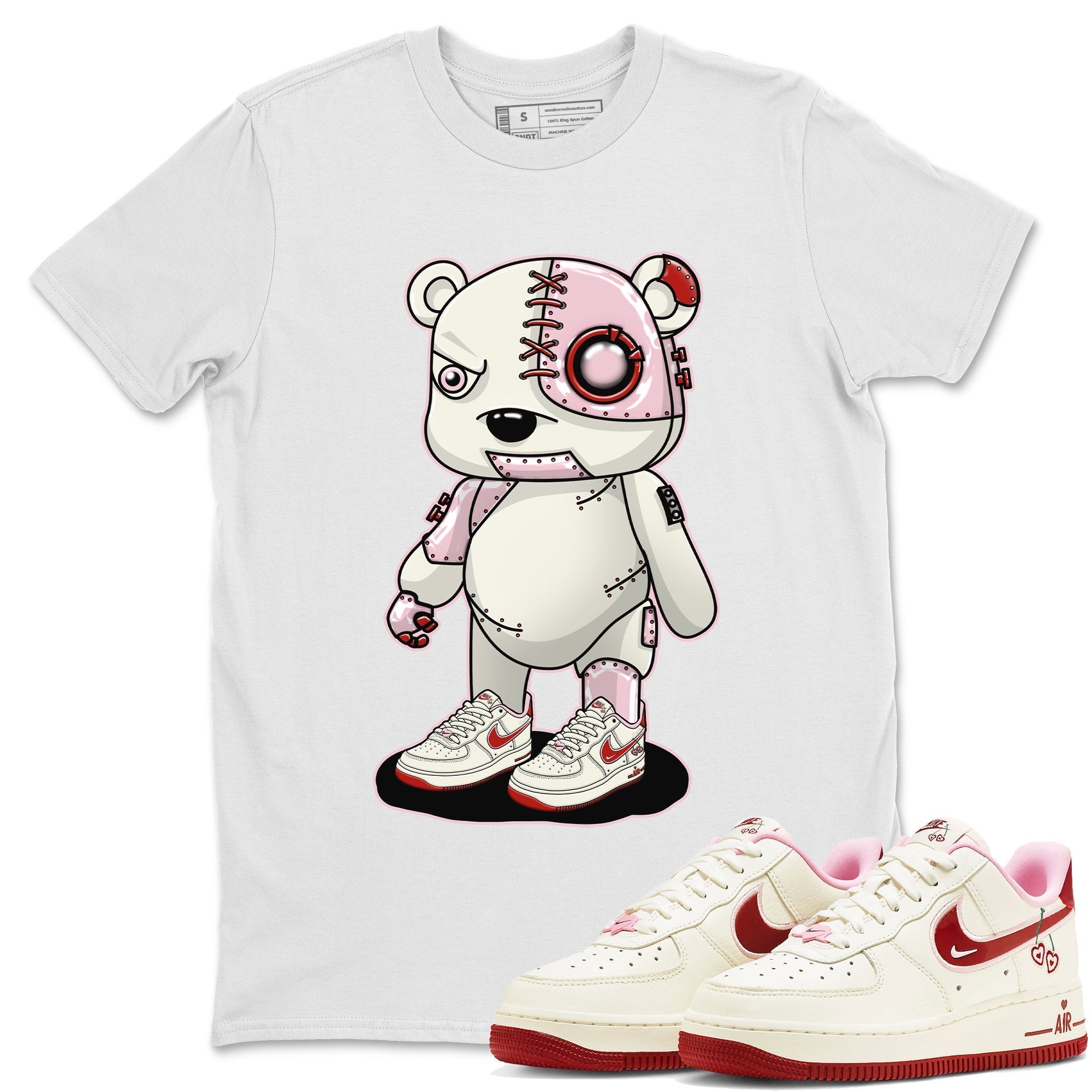 Air Force 1 Valentines Day Sneaker Match Tees Cyborg Bear Sneaker Tees Air Force 1 Valentines Day Jordan to match sneaker T-Shirt Crew Neck Shirts