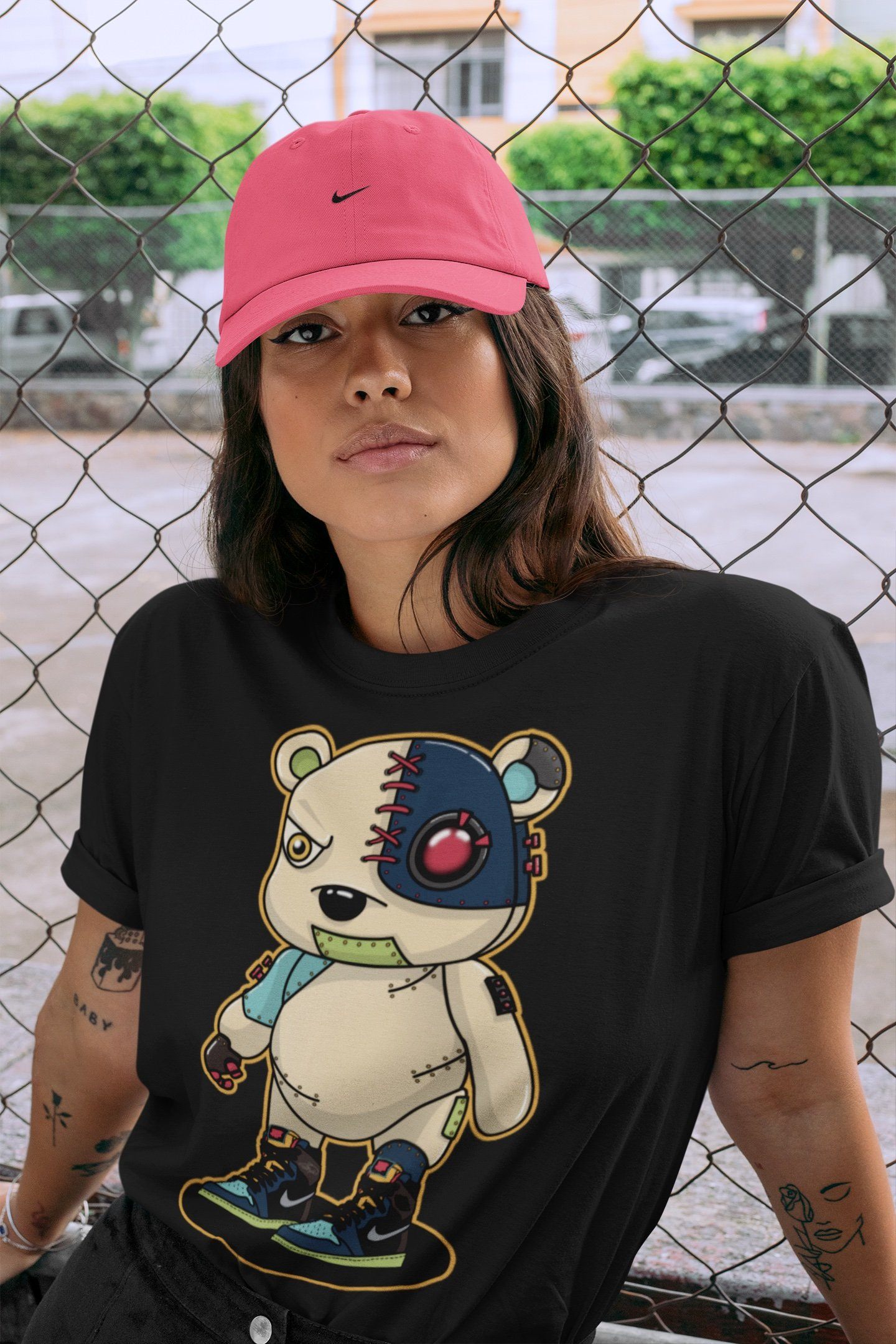 Jordan 1 Bio Hack Sneaker Match Tees Cyborg Bear Sneaker Tees Jordan 1 Bio Hack Jordan to match sneaker T-Shirt Crew Neck Shirts