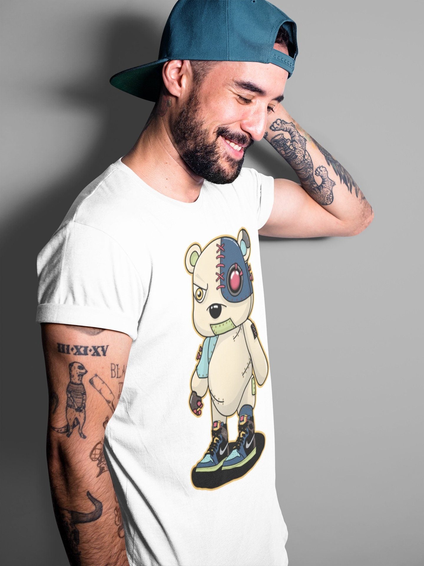 Jordan 1 Bio Hack Sneaker Match Tees Cyborg Bear Sneaker Tees Jordan 1 Bio Hack Jordan to match sneaker T-Shirt Crew Neck Shirts