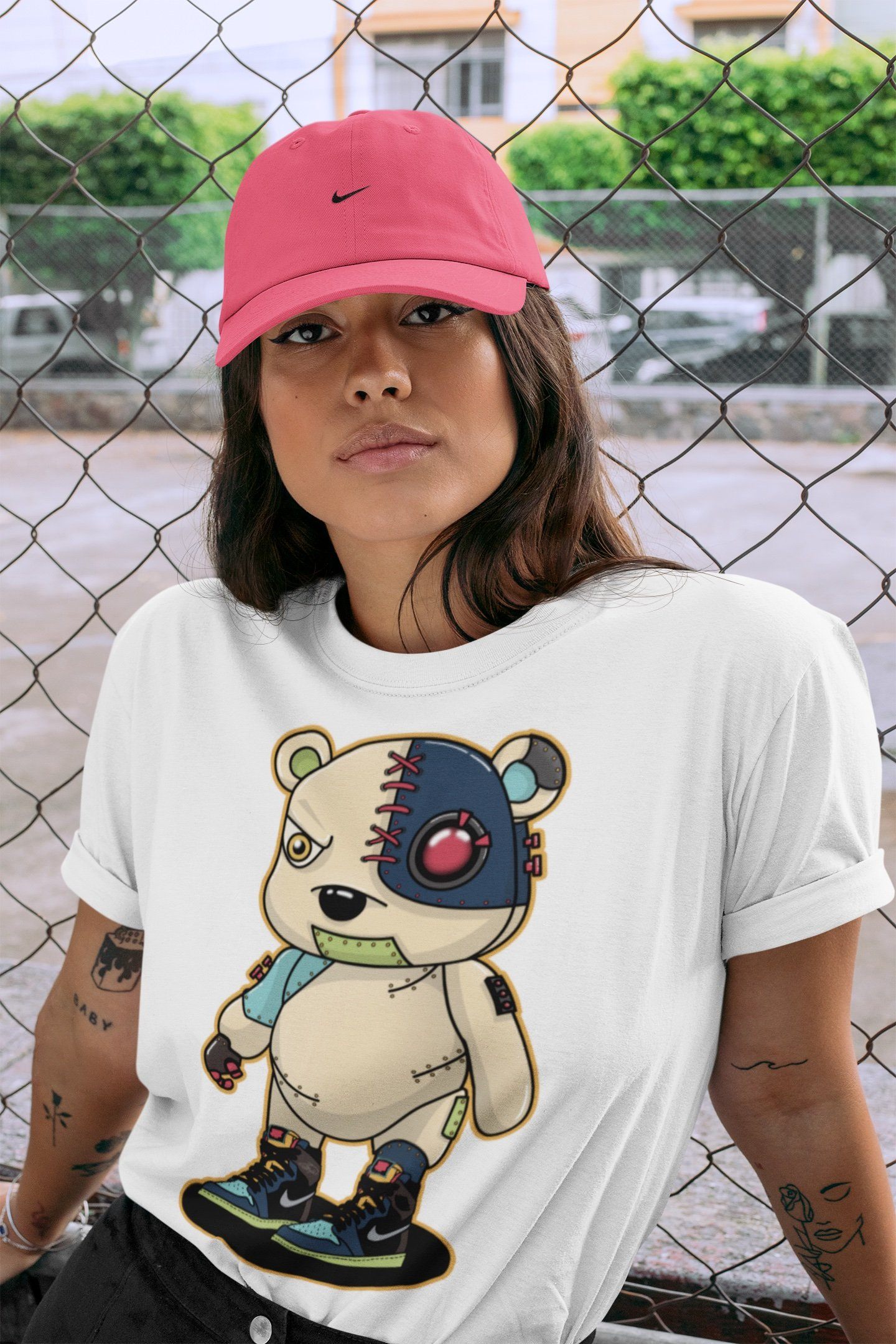 Jordan 1 Bio Hack Sneaker Match Tees Cyborg Bear Sneaker Tees Jordan 1 Bio Hack Jordan to match sneaker T-Shirt Crew Neck Shirts