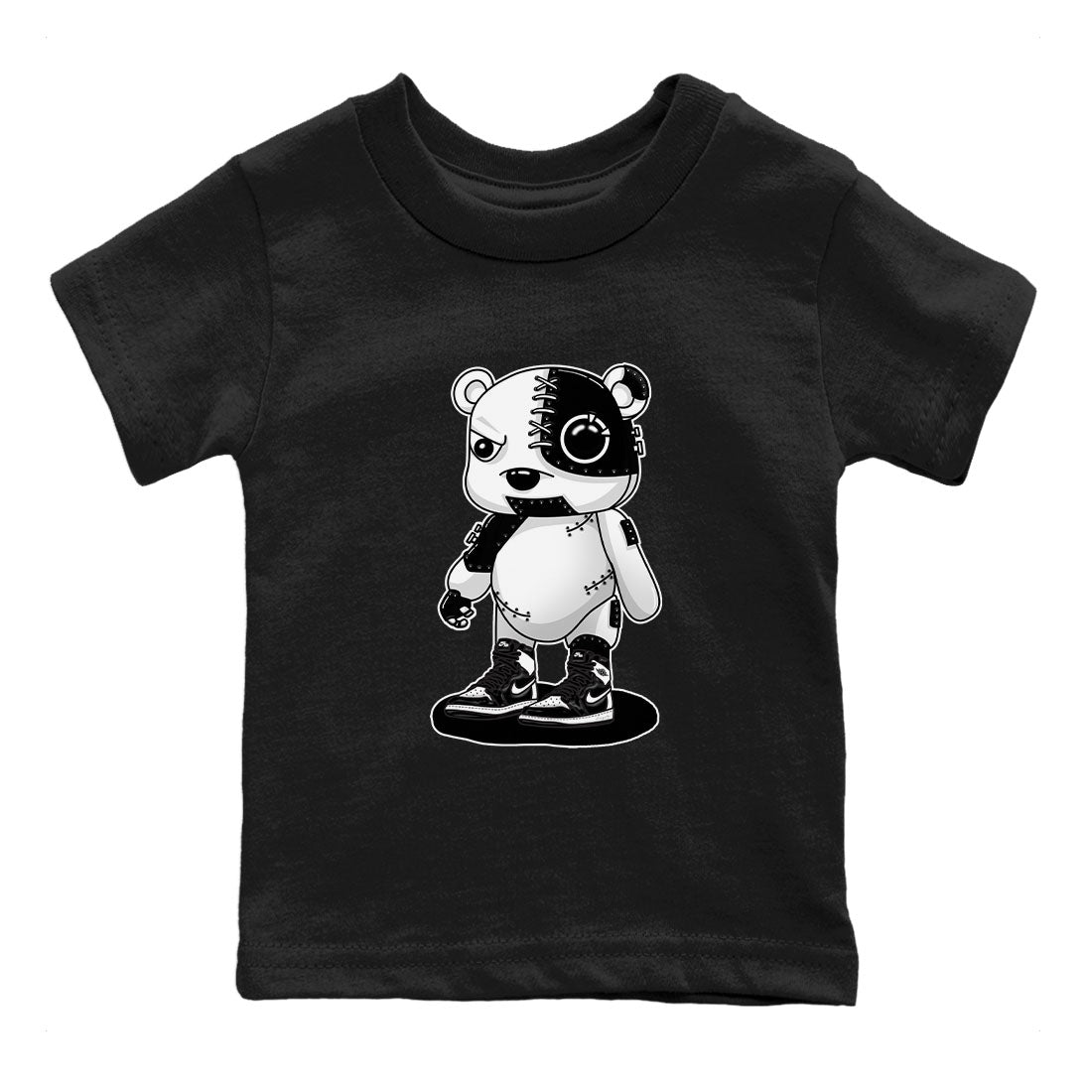 1s Black White shirt to match jordans Cyborg Bear sneaker tees Air Jordan 1 Black White Drip Gear Zone baby toddler Black 2 cotton Shirt