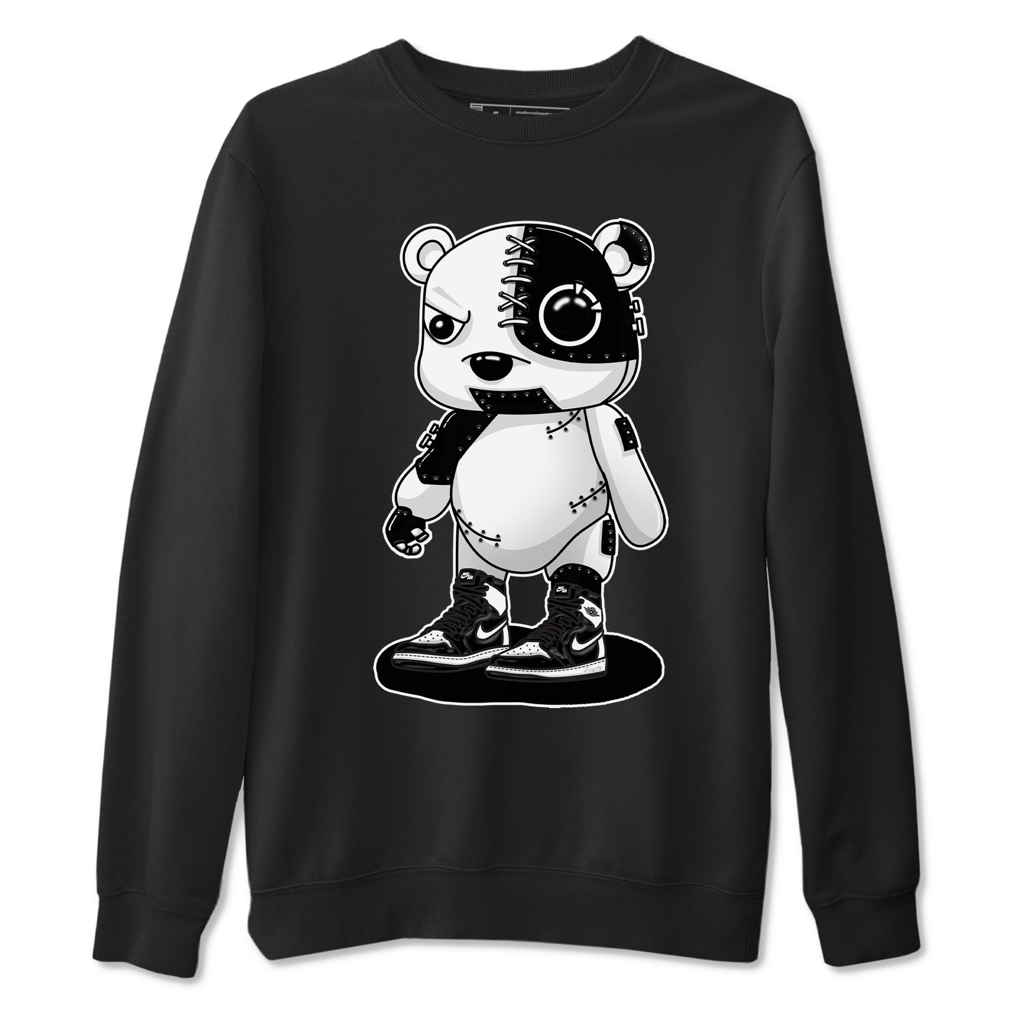 1s Black White shirt to match jordans Cyborg Bear sneaker tees Air Jordan 1 Black White Drip Gear Zone unisex cotton Black 2 crew neck shirt
