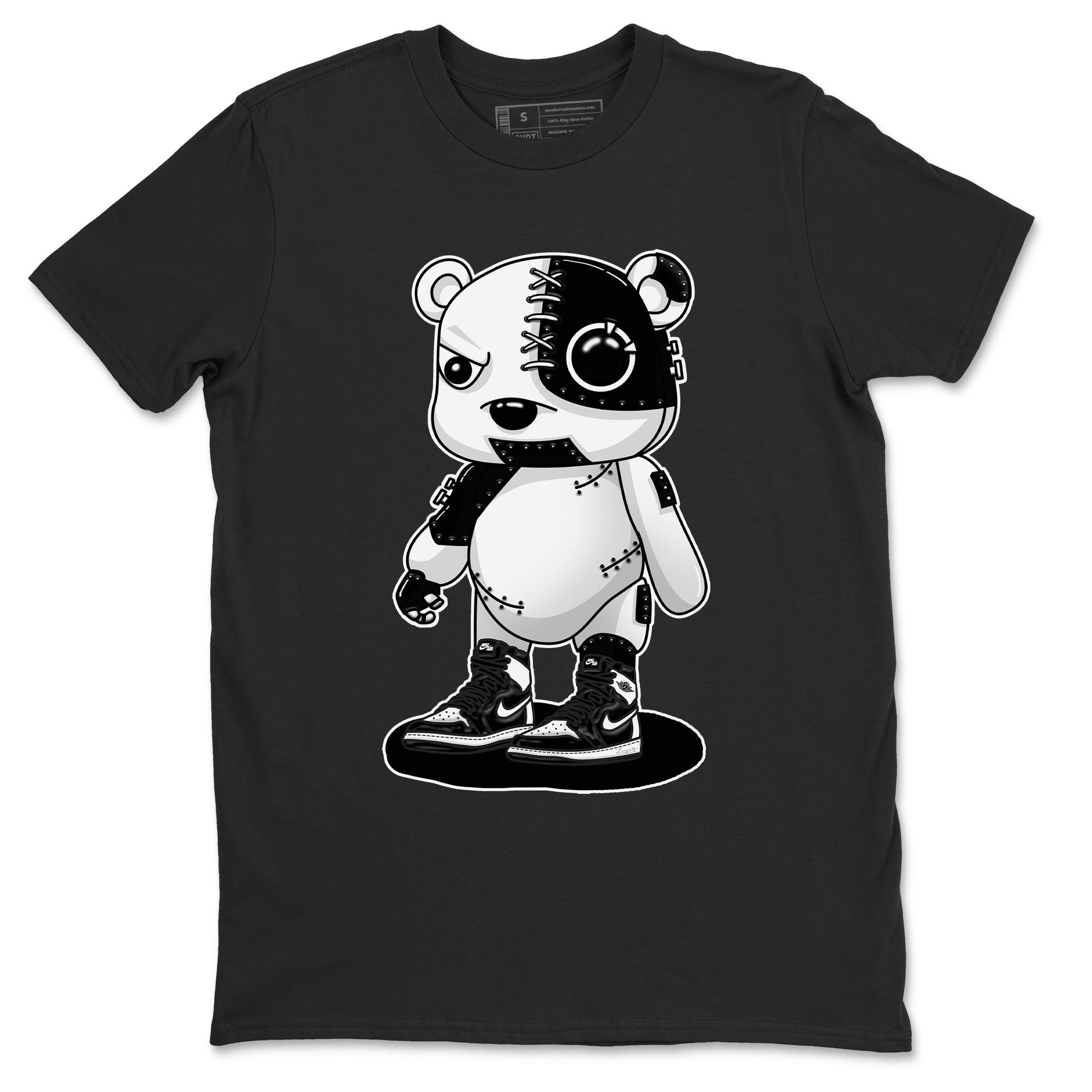 1s Black White shirt to match jordans Cyborg Bear sneaker tees Air Jordan 1 Black White Drip Gear Zone unisex cotton Black 2 crew neck shirt