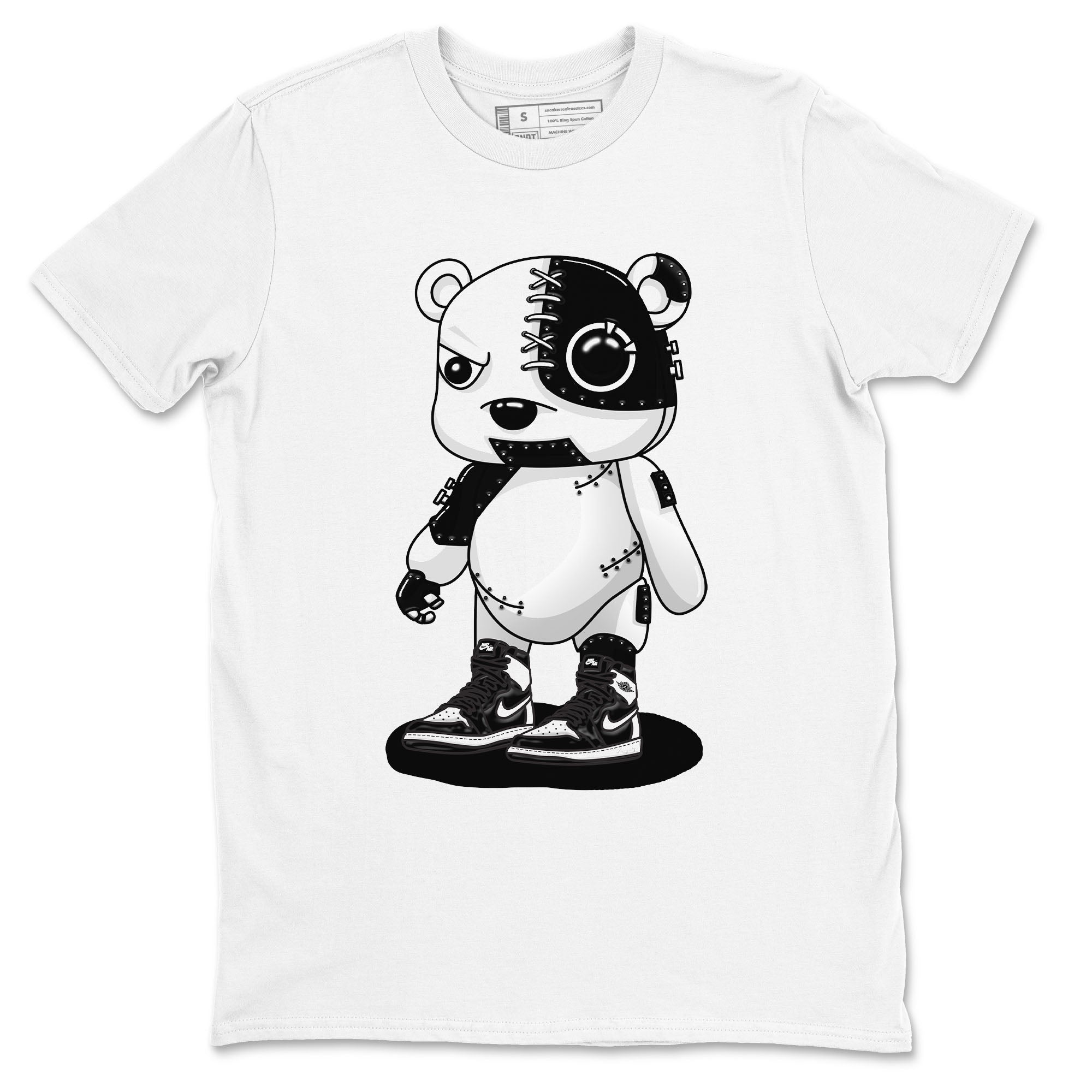 1s Black White shirt to match jordans Cyborg Bear sneaker tees Air Jordan 1 Black White Drip Gear Zone unisex cotton White 2 crew neck shirt