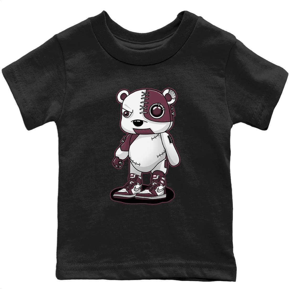 Jordan 1 Bordeaux Sneaker Matching T-Shirt Cyborg Bear Sneaker Tees Jordan 1 Bordeaux Sneaker Release Tees Kids Shirts