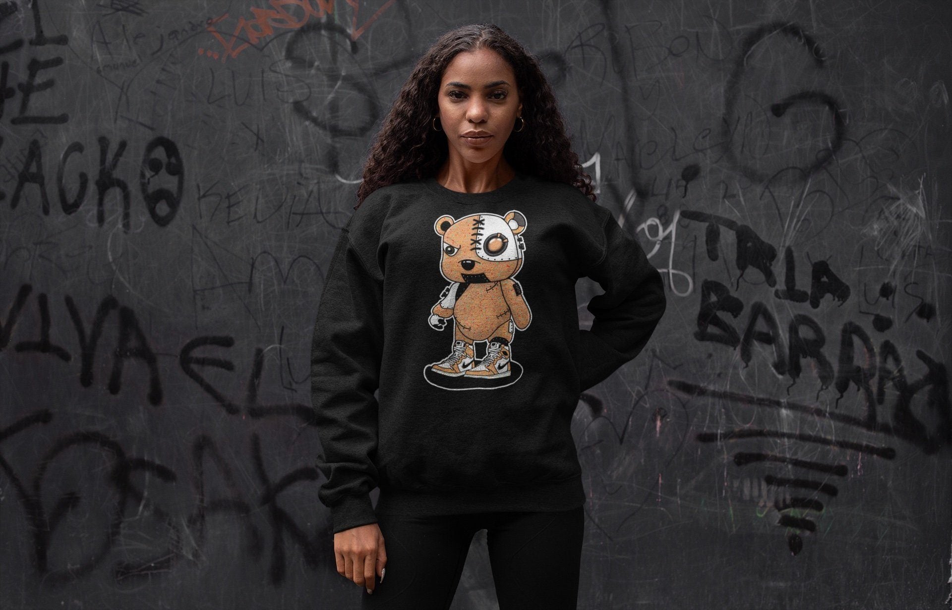 Jordan 1 Brushstroke Sneaker Matching T-Shirt Cyborg Bear Sneaker Tees Jordan 1 Brushstroke Sneaker Release Tees Crew Neck Tees