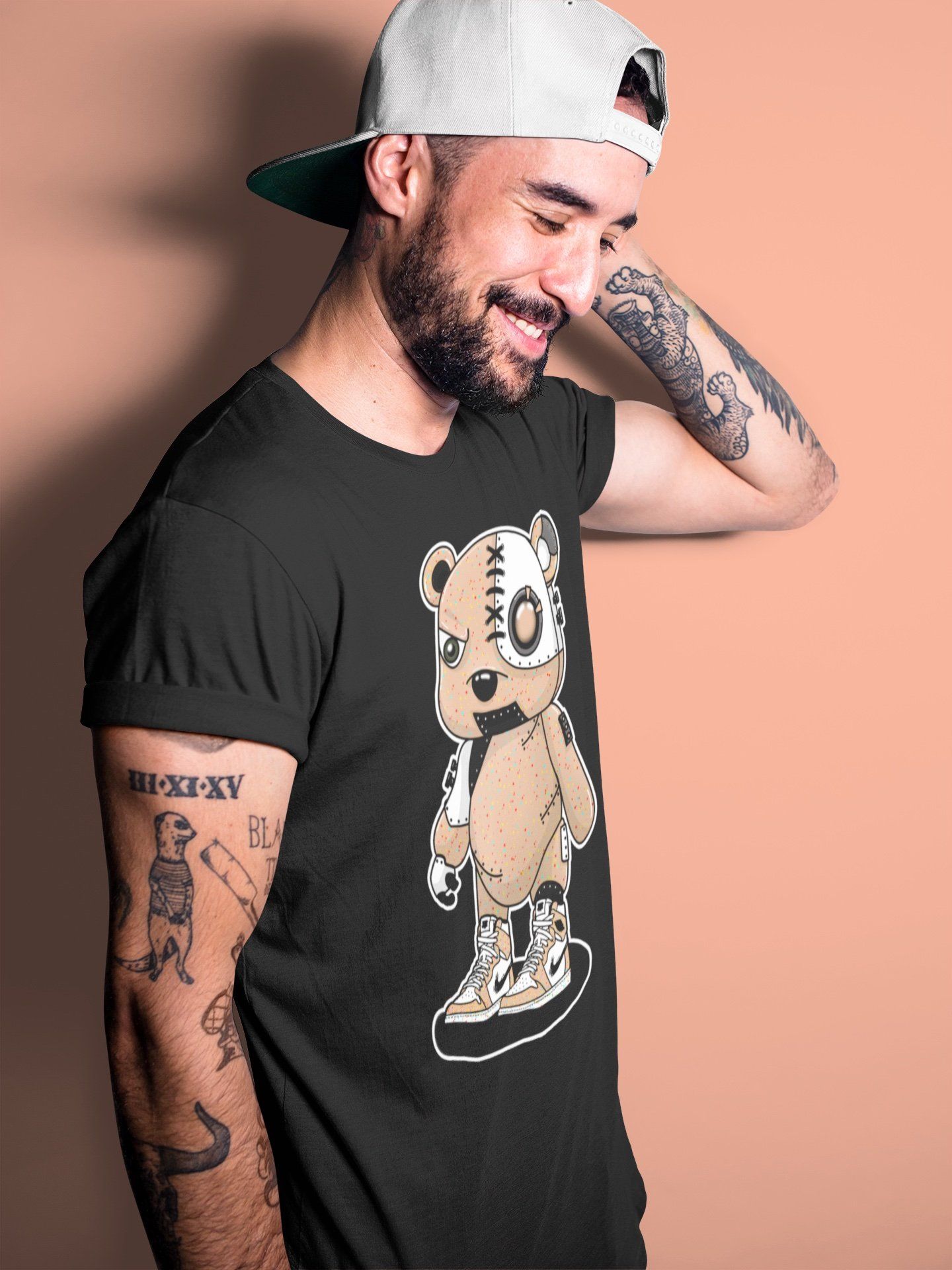 Jordan 1 Brushstroke Sneaker Matching T-Shirt Cyborg Bear Sneaker Tees Jordan 1 Brushstroke Sneaker Release Tees Crew Neck Tees