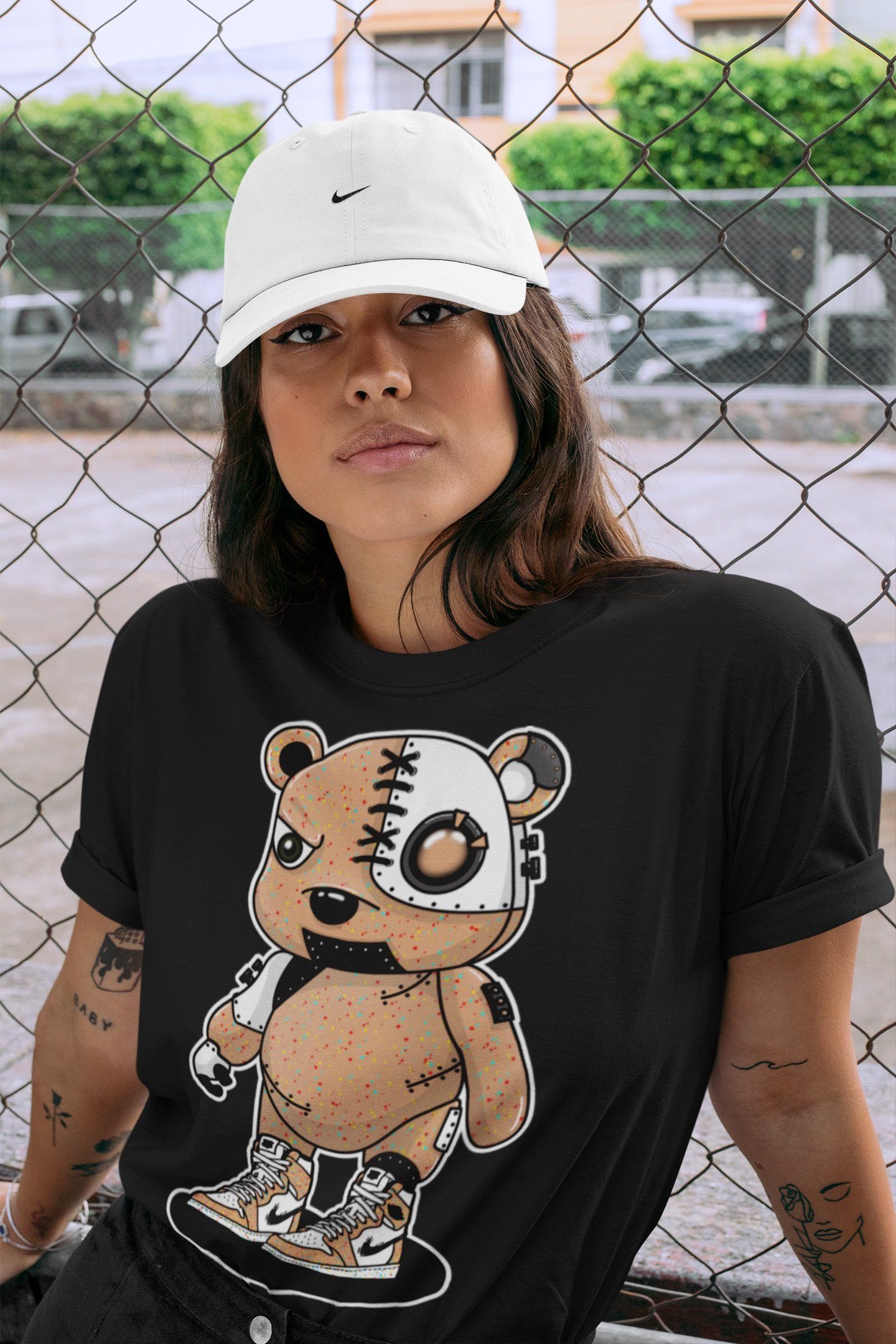 Jordan 1 Brushstroke Sneaker Matching T-Shirt Cyborg Bear Sneaker Tees Jordan 1 Brushstroke Sneaker Release Tees Crew Neck Tees