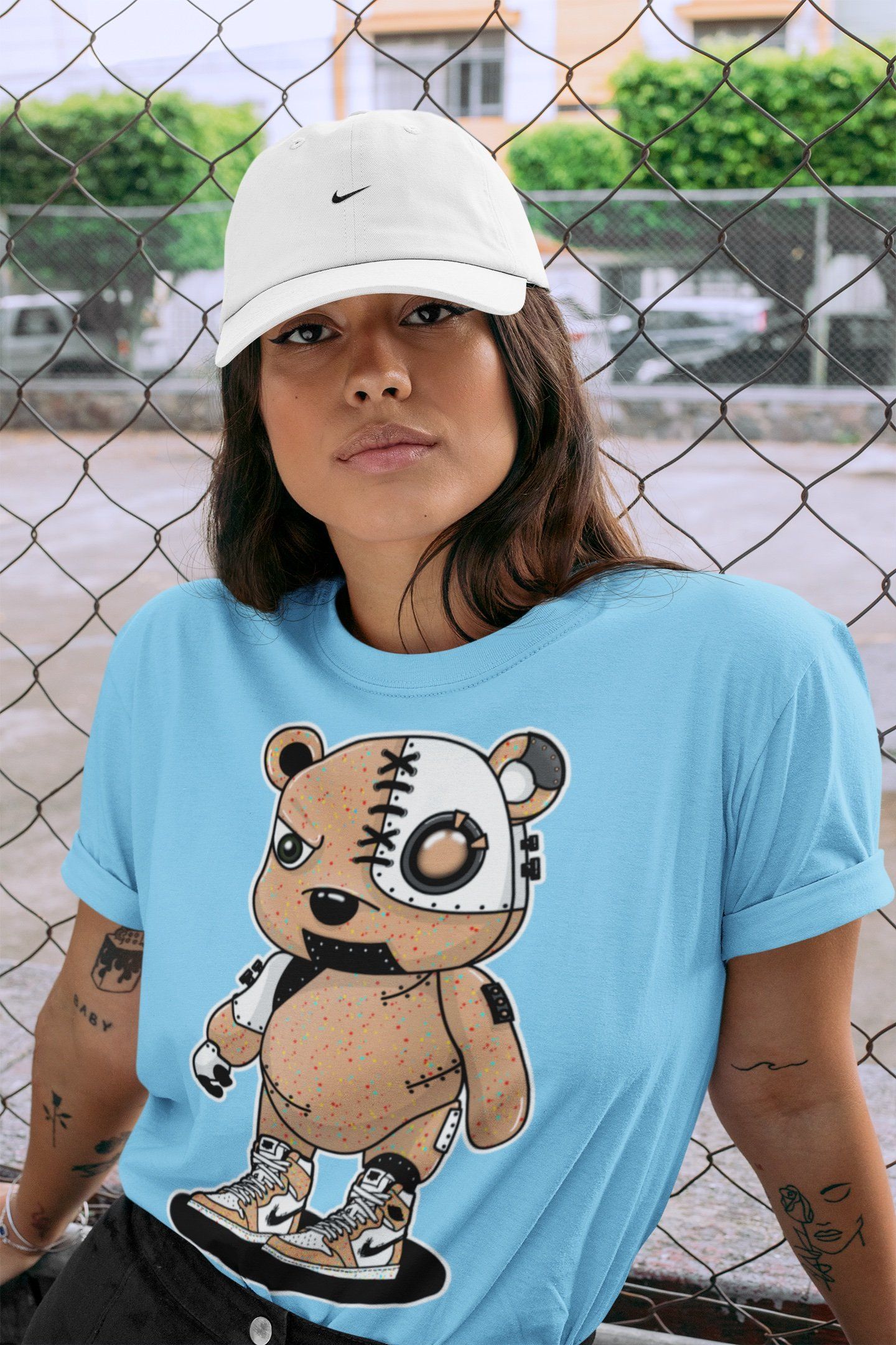Jordan 1 Brushstroke Sneaker Matching T-Shirt Cyborg Bear Sneaker Tees Jordan 1 Brushstroke Sneaker Release Tees Crew Neck Tees