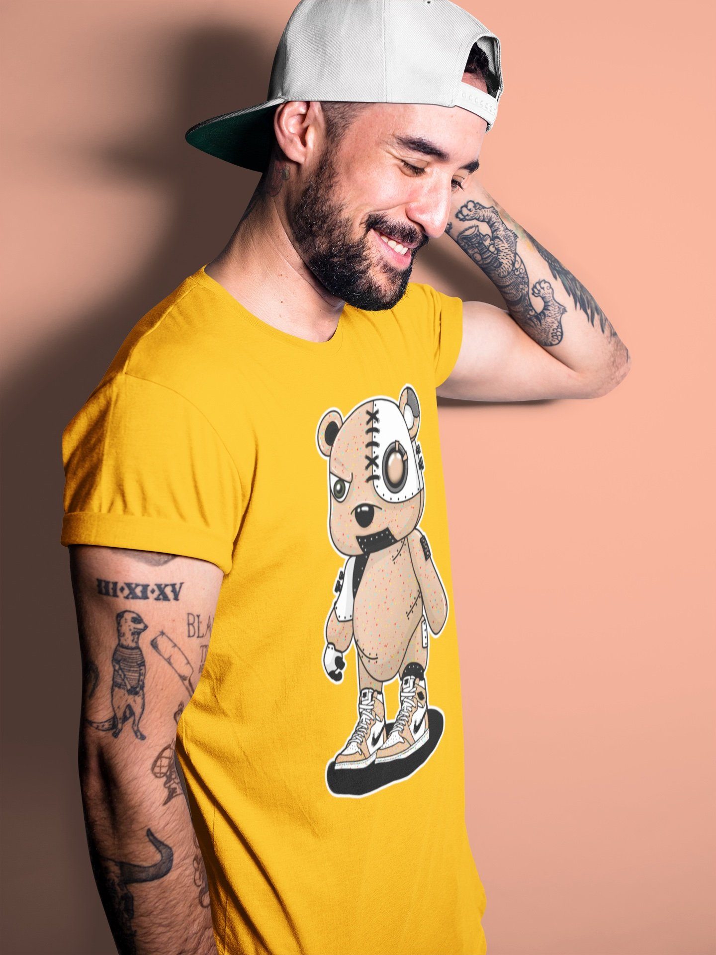 Jordan 1 Brushstroke Sneaker Matching T-Shirt Cyborg Bear Sneaker Tees Jordan 1 Brushstroke Sneaker Release Tees Crew Neck Tees