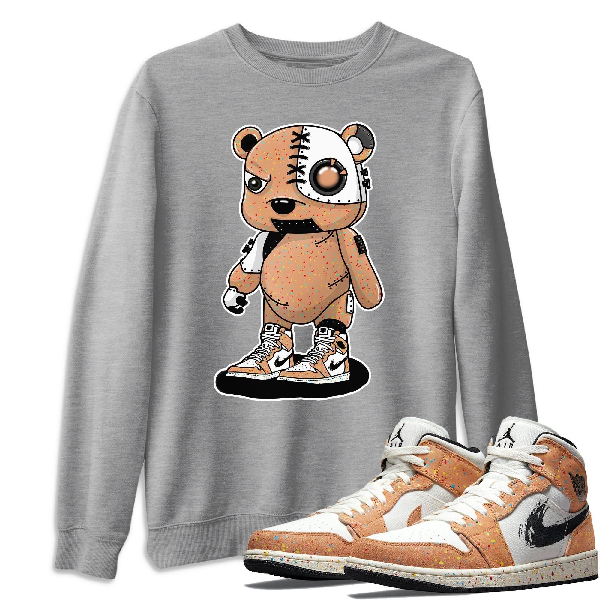 Jordan 1 Brushstroke Sneaker Matching T-Shirt Cyborg Bear Sneaker Tees Jordan 1 Brushstroke Sneaker Release Tees Crew Neck Tees