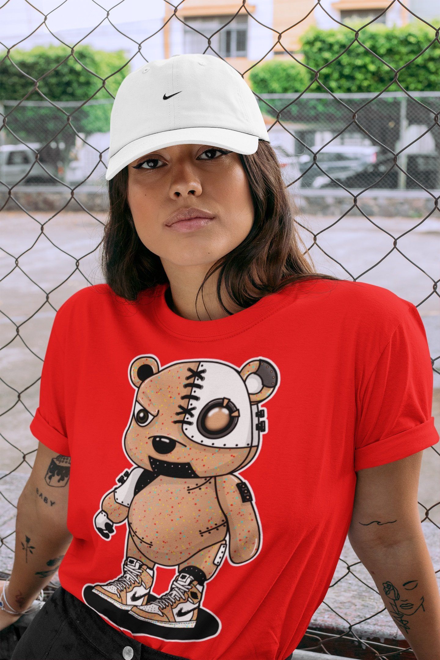 Jordan 1 Brushstroke Sneaker Matching T-Shirt Cyborg Bear Sneaker Tees Jordan 1 Brushstroke Sneaker Release Tees Crew Neck Tees