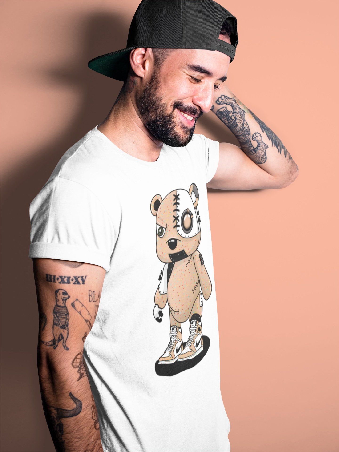 Jordan 1 Brushstroke Sneaker Matching T-Shirt Cyborg Bear Sneaker Tees Jordan 1 Brushstroke Sneaker Release Tees Crew Neck Tees