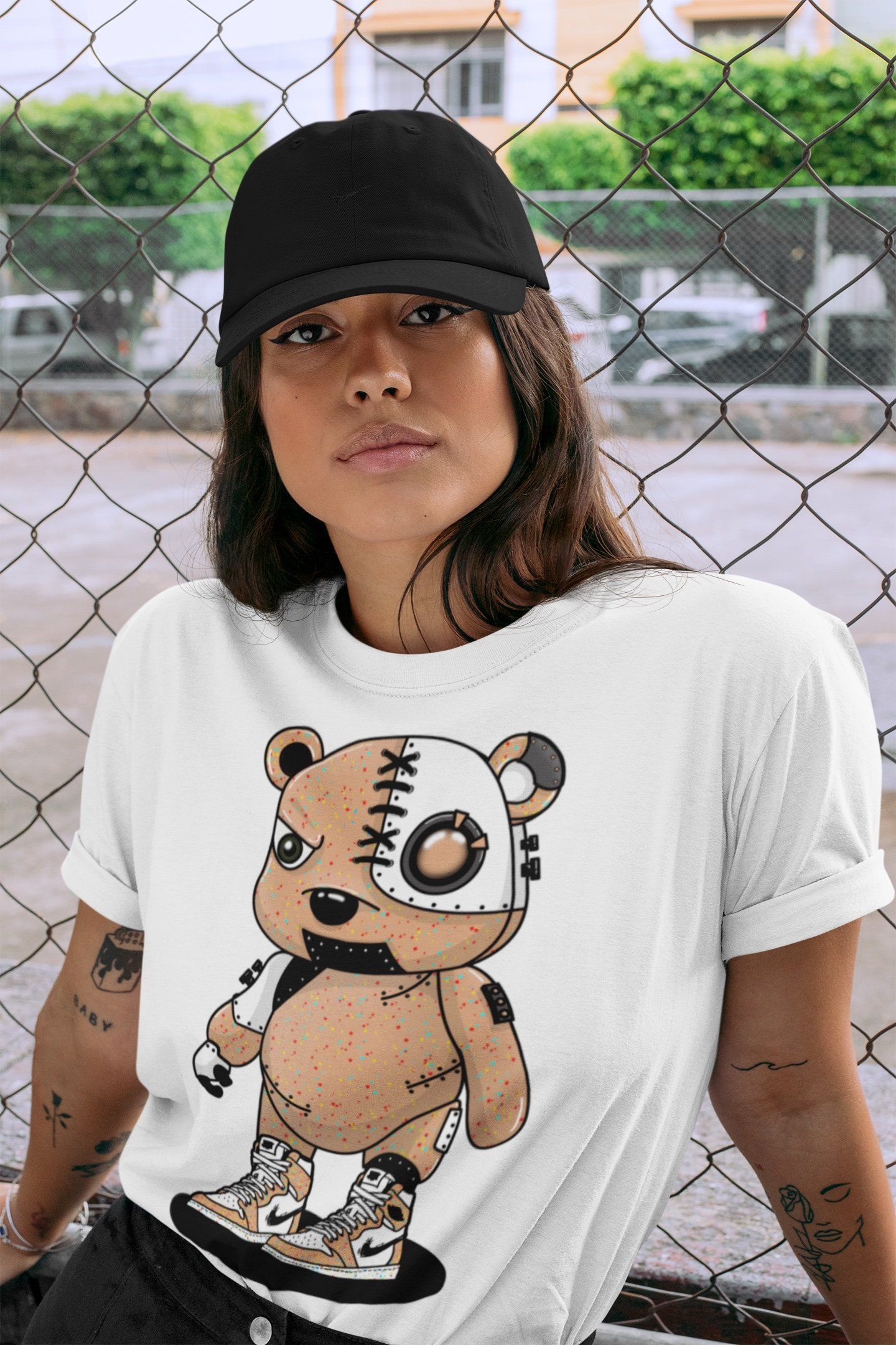 Jordan 1 Brushstroke Sneaker Matching T-Shirt Cyborg Bear Sneaker Tees Jordan 1 Brushstroke Sneaker Release Tees Crew Neck Tees