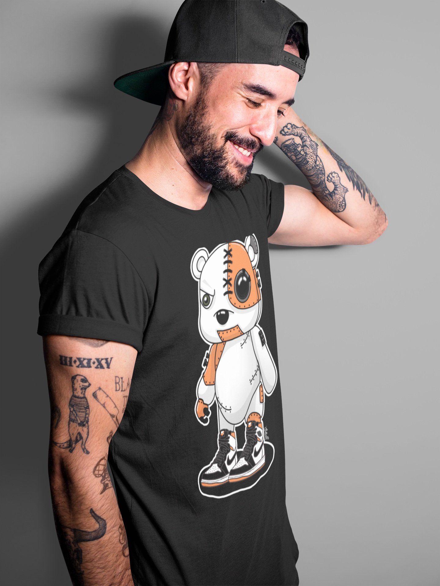Jordan 1 Electro Orange Sneaker Matching T-Shirt Cyborg Bear Sneaker Tees Jordan 1 Electro Orange Sneaker Release Tees Crew Neck Tees