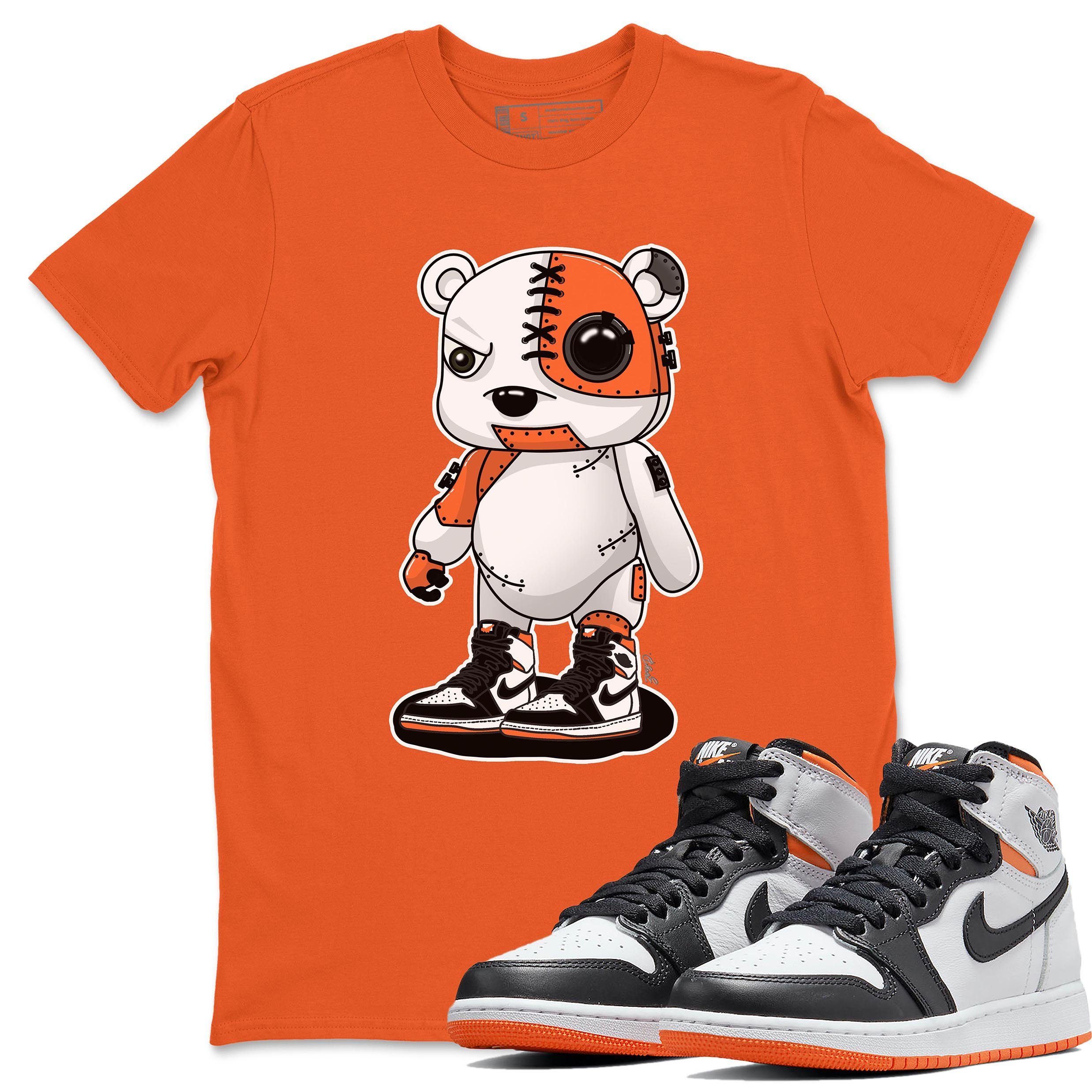 Jordan 1 Electro Orange Sneaker Matching T-Shirt Cyborg Bear Sneaker Tees Jordan 1 Electro Orange Sneaker Release Tees Crew Neck Tees