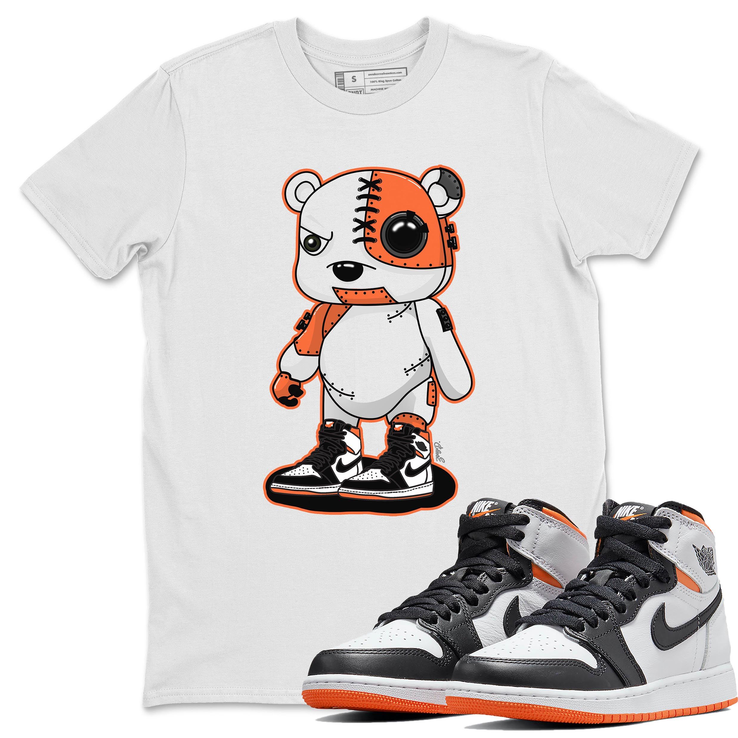 Jordan 1 Electro Orange Sneaker Matching T-Shirt Cyborg Bear Sneaker Tees Jordan 1 Electro Orange Sneaker Release Tees Crew Neck Tees