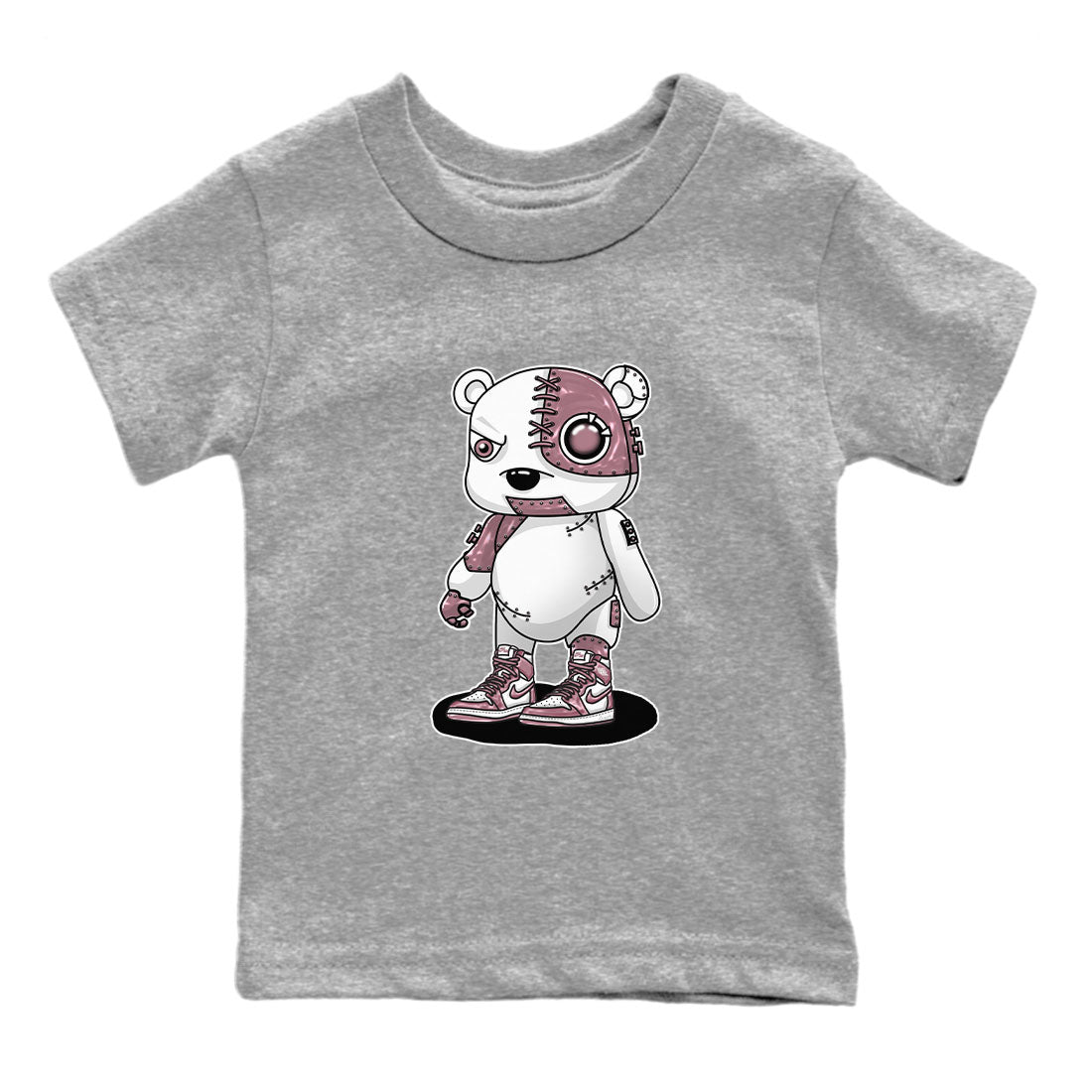 Air Jordan 1 Mauve shirt to match jordans Cyborg Bear sneaker tees AJ1 Mauve Drip Gear Zone Sneaker Matching Clothing Brand Baby Toddler Heather Grey 2 T-Shirt